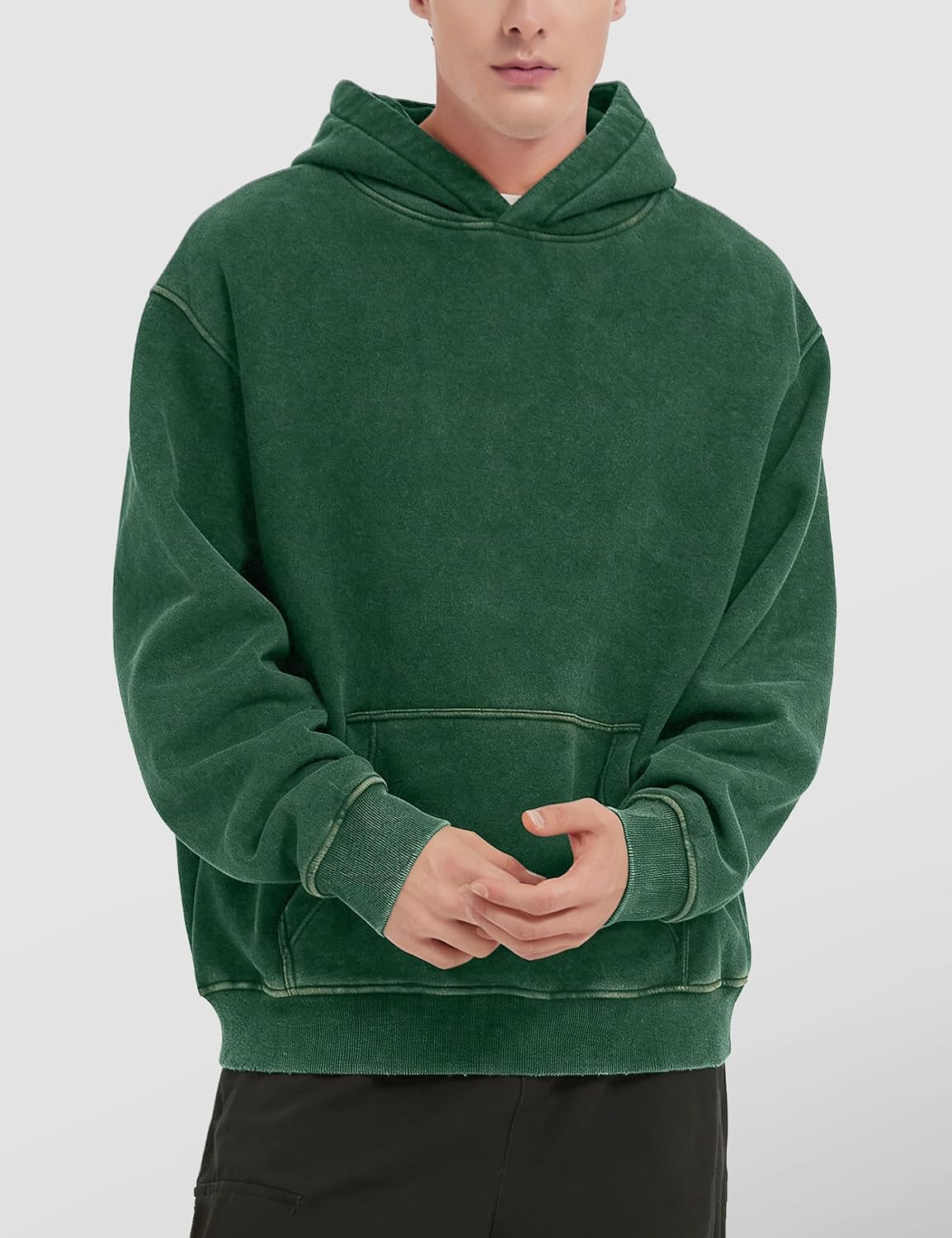 FAIABLE Mens Hoodies Oversized Unisex Acid Wash Hoodie Heavyweight Fleece Vintage Cotton Sweatshirt Men Women Streetwear