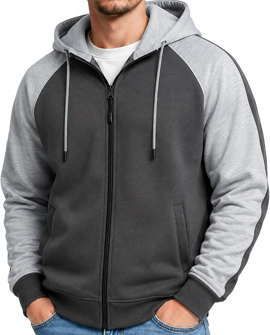 MANTORS Mens Fleece Jackets Contrast Hoodies Lightweight Sweatshirt Color Block Jacket Coats