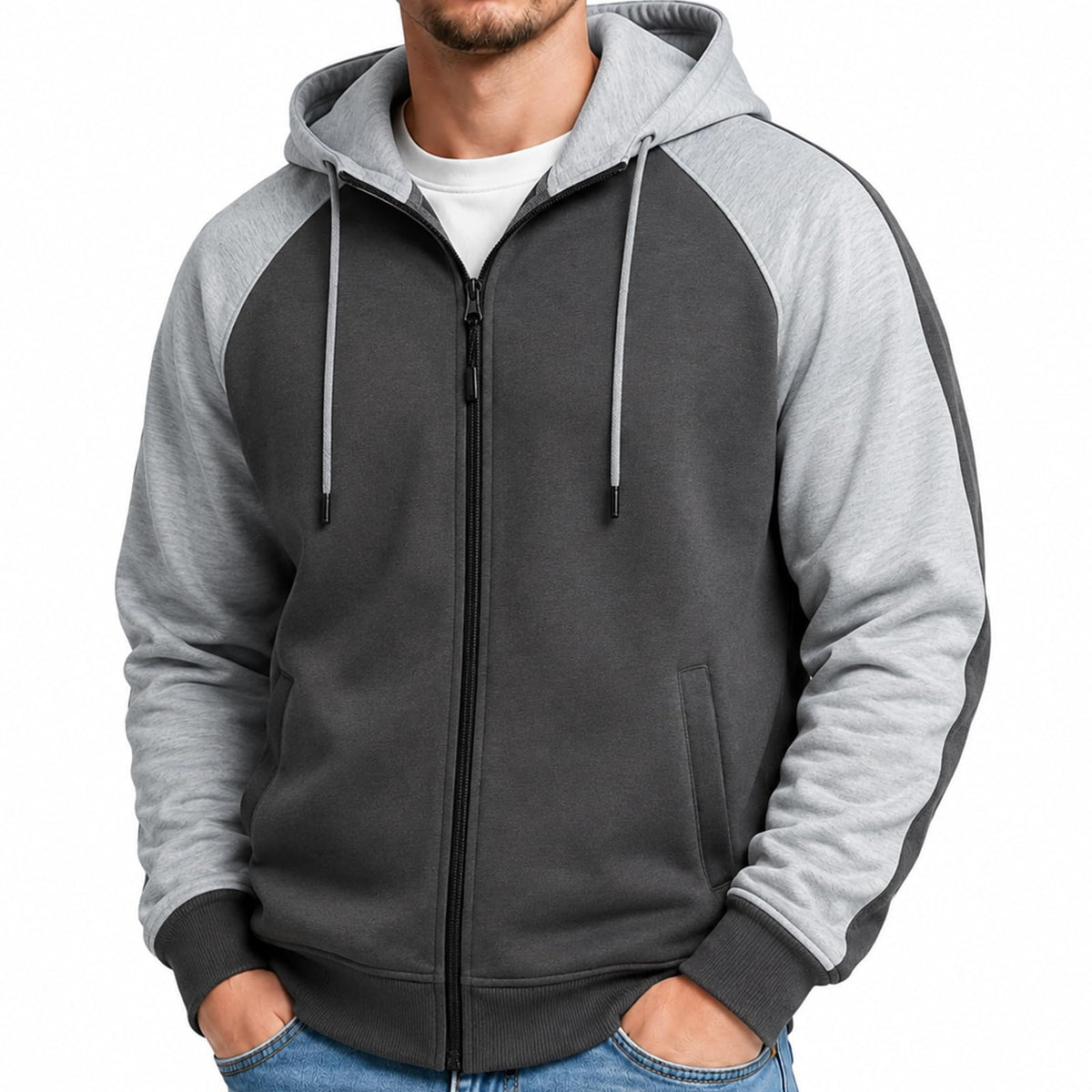 MANTORS Mens Fleece Jackets Contrast Hoodies Lightweight Sweatshirt Color Block Jacket Coats