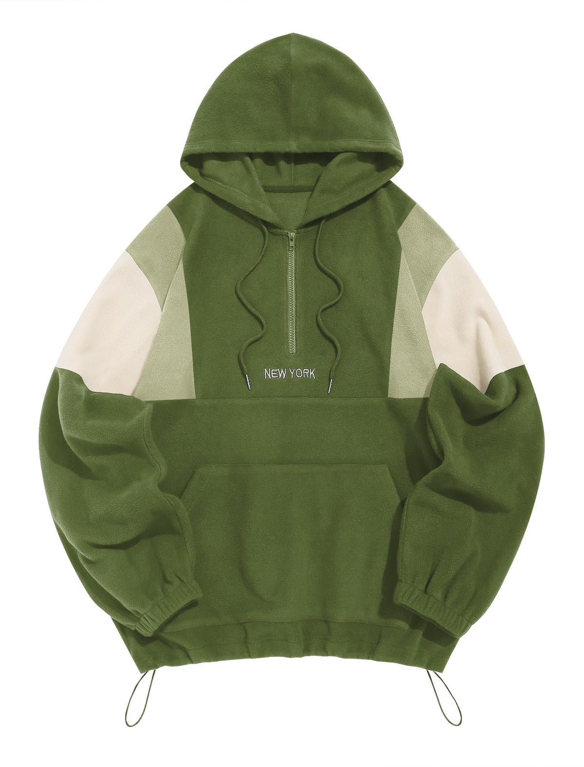 ZAFUL Men's Polar Fleece Sweatshirt NY Embroidery Half Zip Fleece Jacket