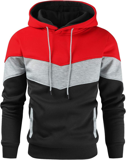 Gesean Men's Novelty Color Block Pullover Fleece Hoodie Casual Sweatshirt