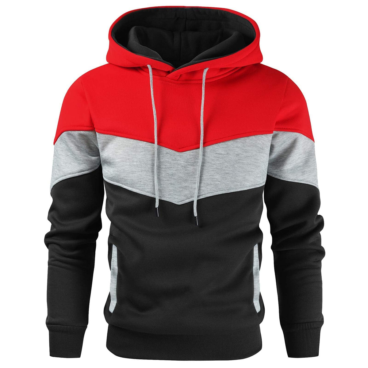 Gesean Men's Novelty Color Block Pullover Fleece Hoodie Casual Sweatshirt