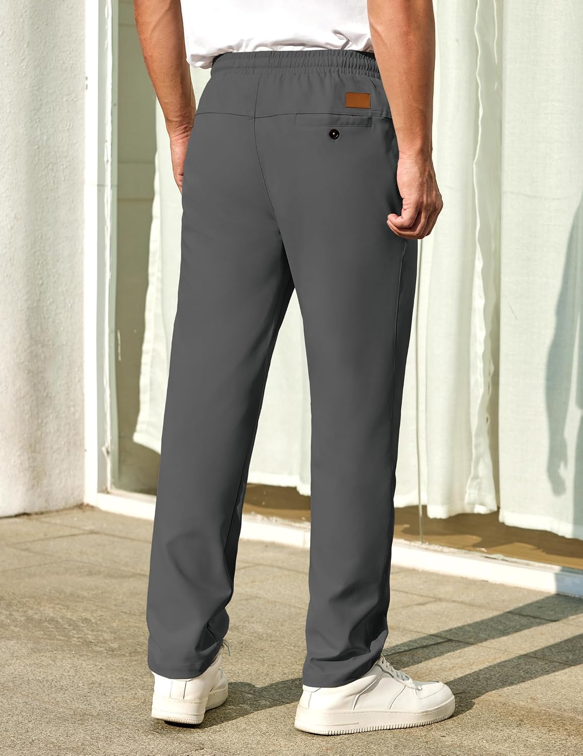 COOFANDY Mens Casual Pants Elastic Waist Chino Pants Lightweight Drawstring Pants with Pockets