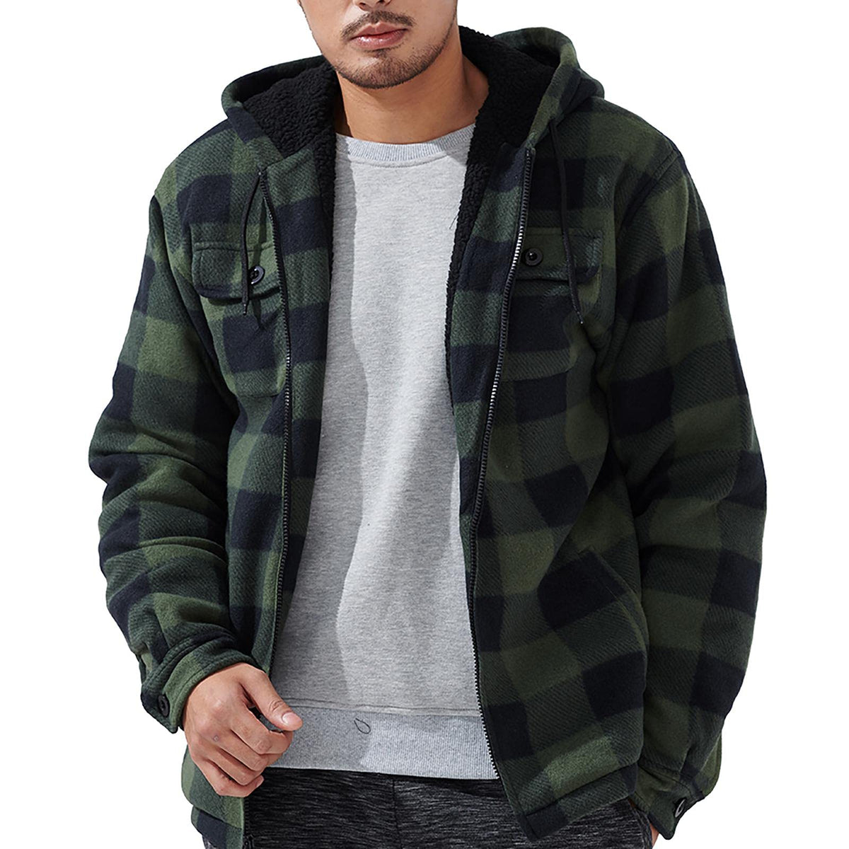 Gary Com Heavyweight Sherpa Hoodies for Men, Thick Fleece Lined Full Zip Up Winter Warm Sweatshirts Work Jackets