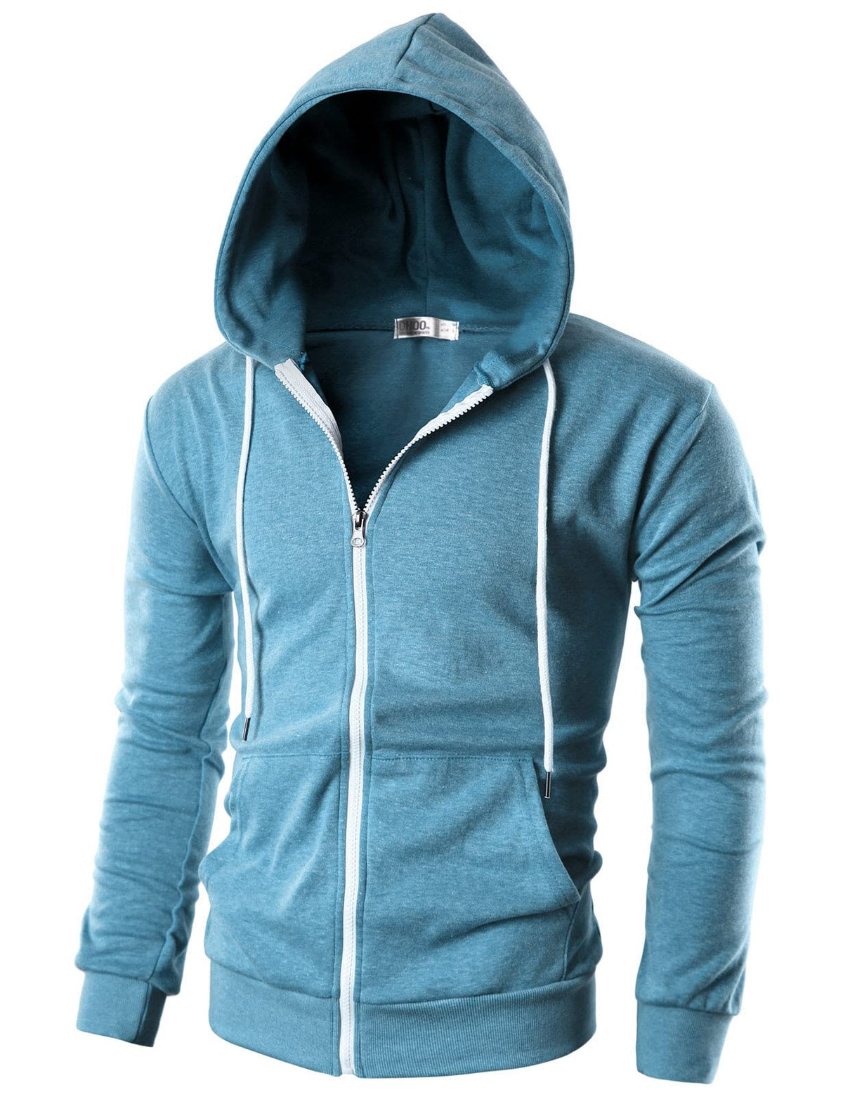Ohoo Men's Zip Up Hoodie Lightweight Slim Fit Hooded Jacket