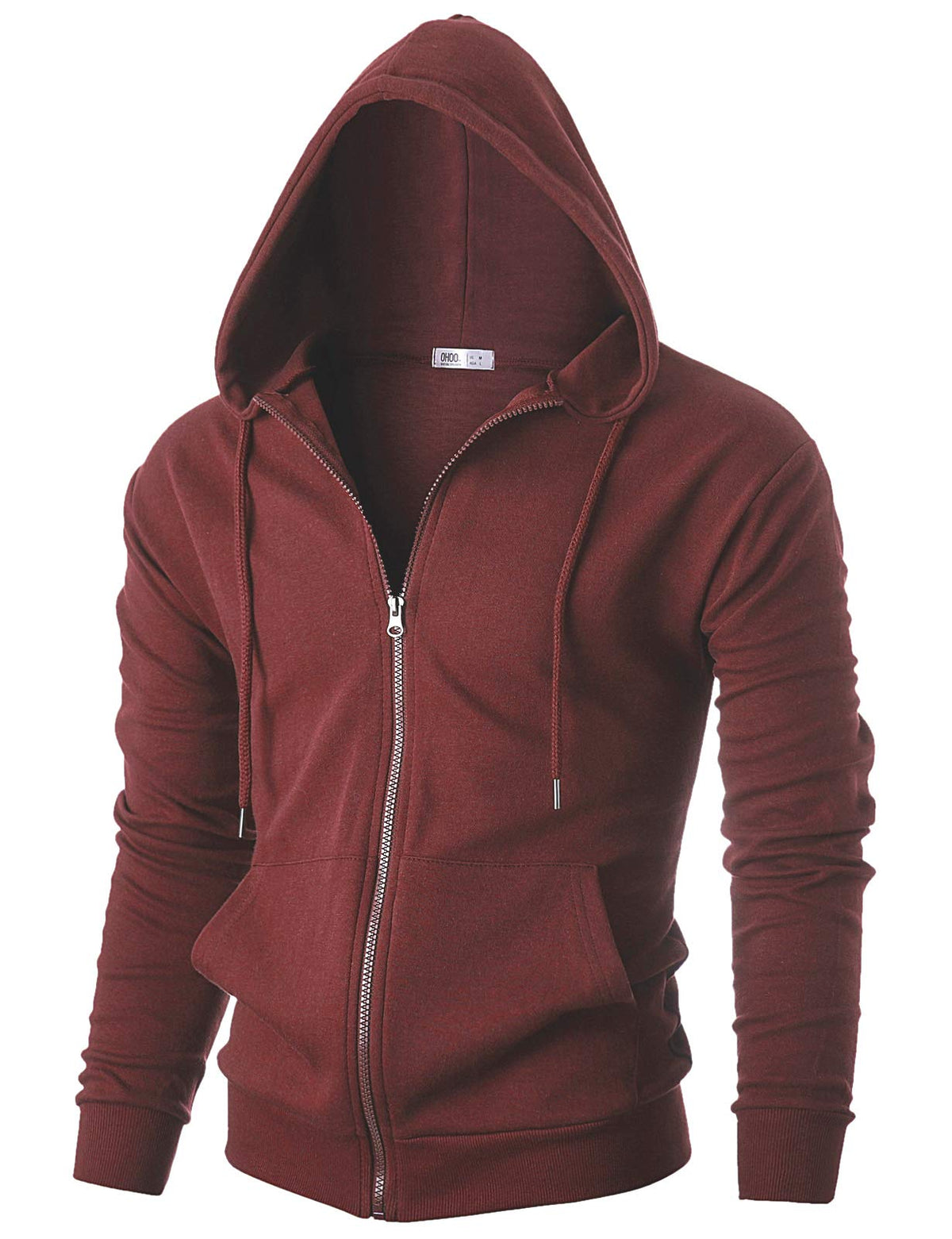 Ohoo Men's Zip Up Hoodie Lightweight Slim Fit Hooded Jacket