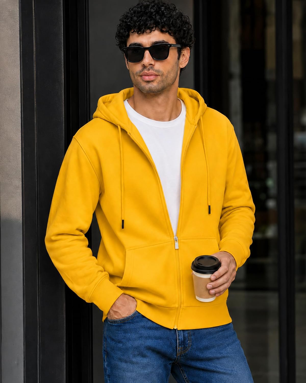 Men's Zip Up Hoodie Fleece Sweatshirt Jacket with Pockets