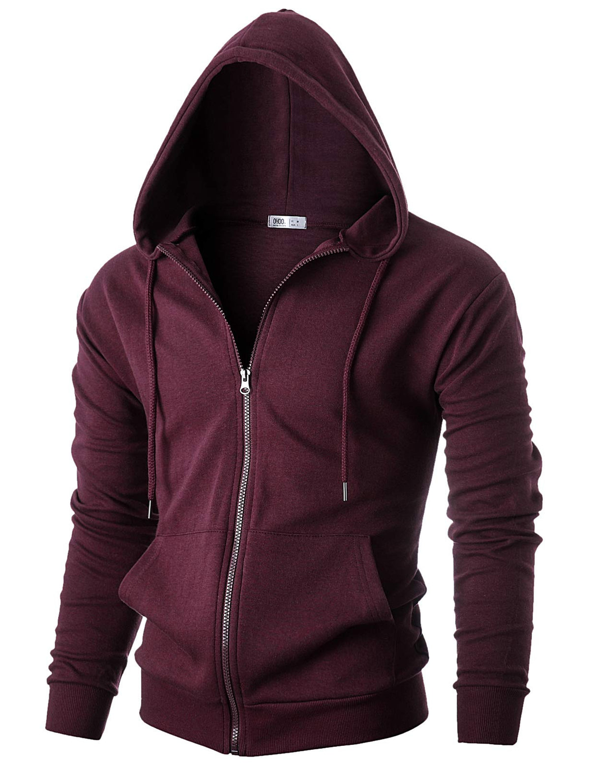 Ohoo Men's Zip Up Hoodie Lightweight Slim Fit Hooded Jacket