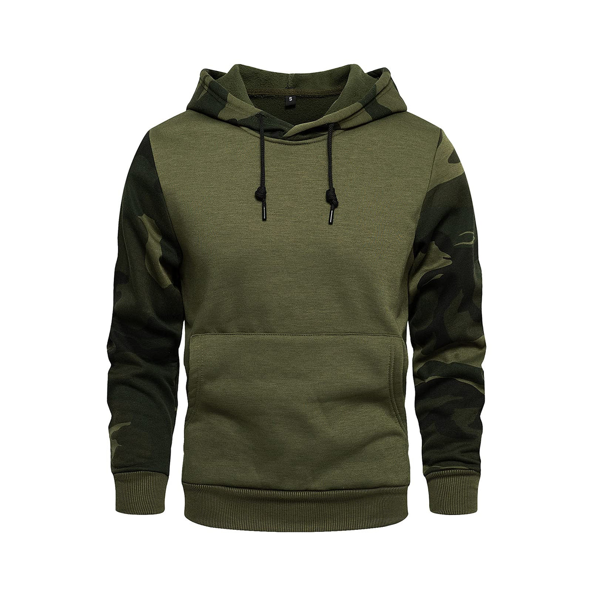 AOTORR Men's Pullover Hoodie Blend Fleece Long Sleeve Contrast Color Military Sweatshirt with Kanga Pocket