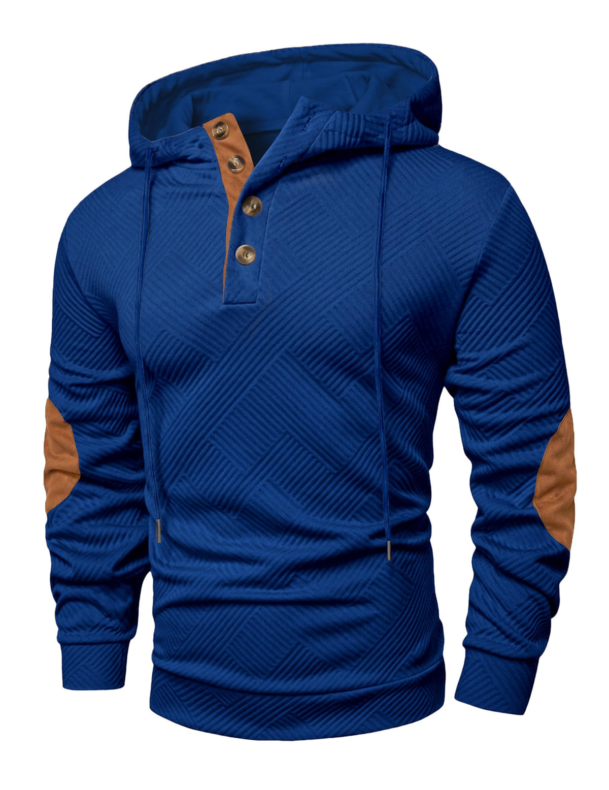 JMIERR Men's Cotton Textured Vintage Quarter-Button Casual Henley Hoodie