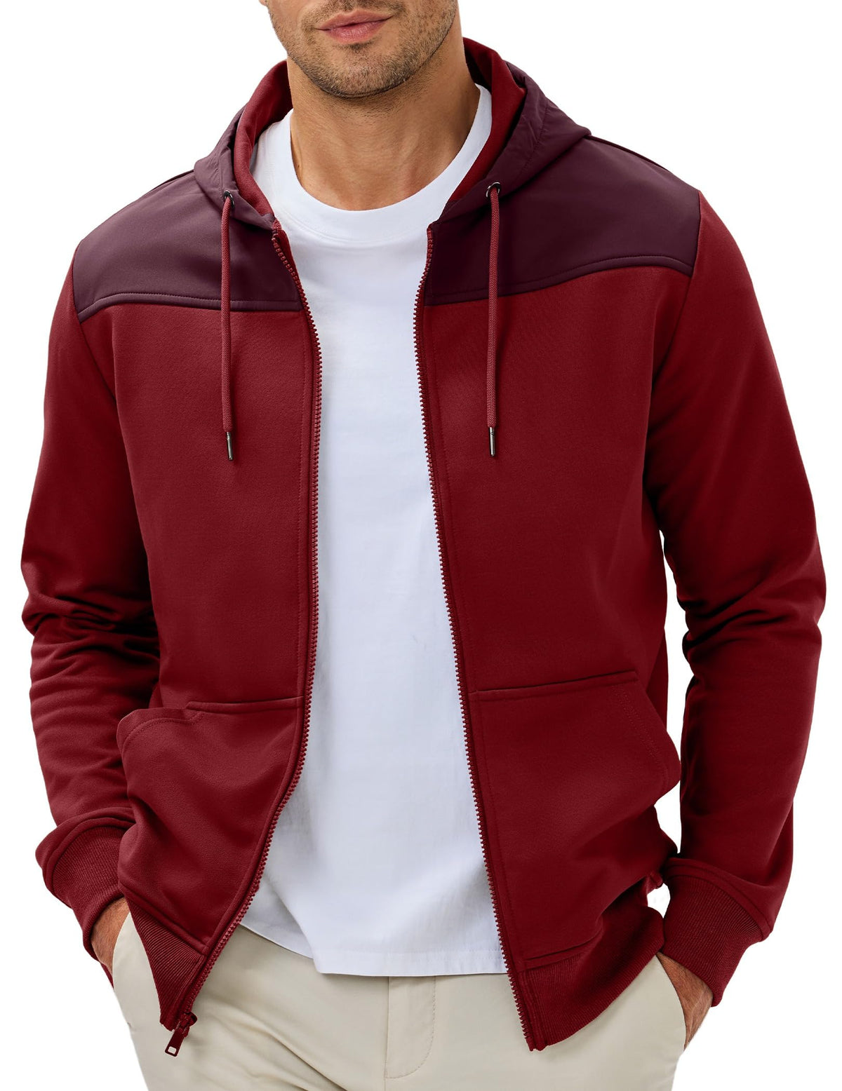 JMIERR Men's Colorblock Zip Hoodie Lightweight Jacket
