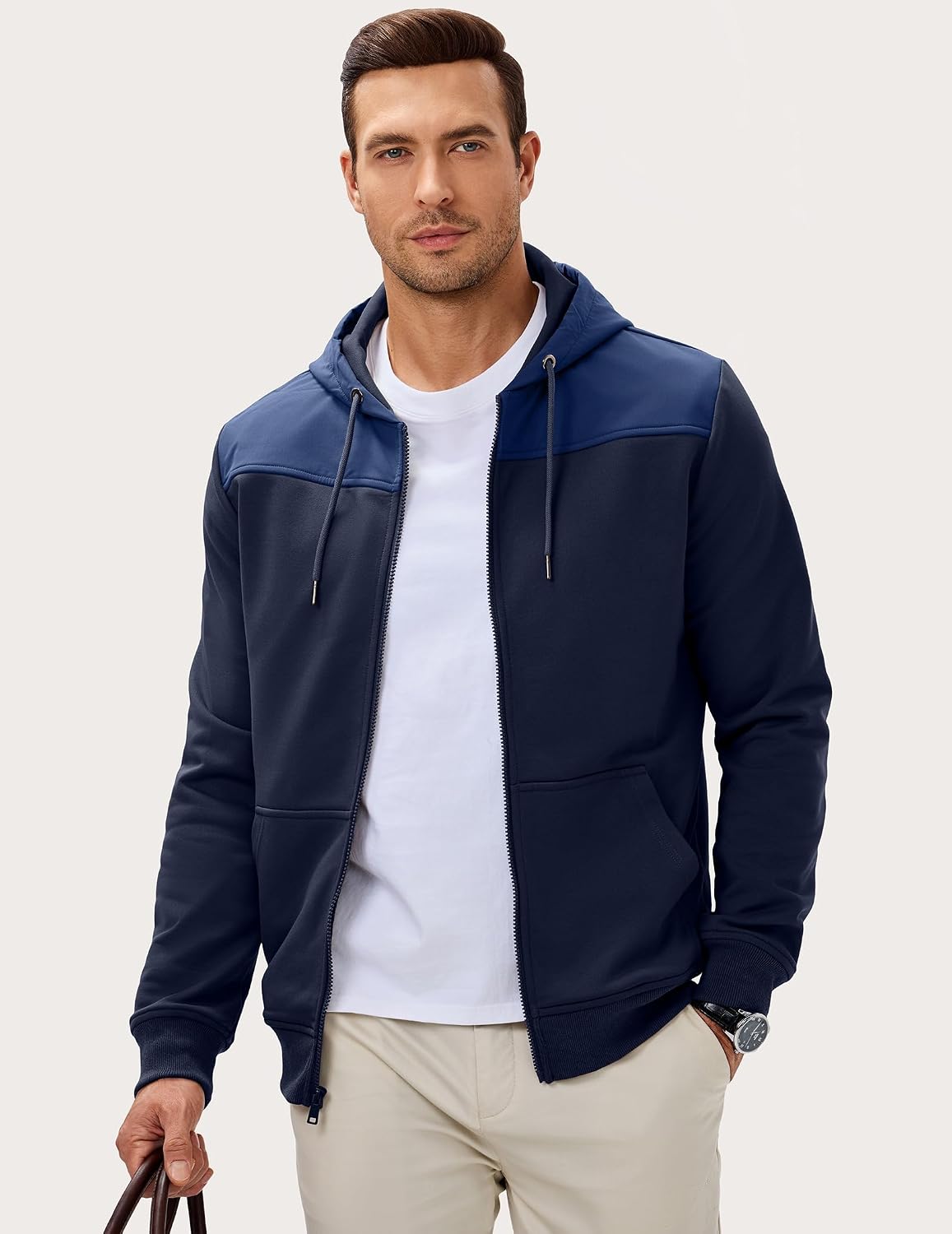 JMIERR Men's Colorblock Zip Hoodie Lightweight Jacket