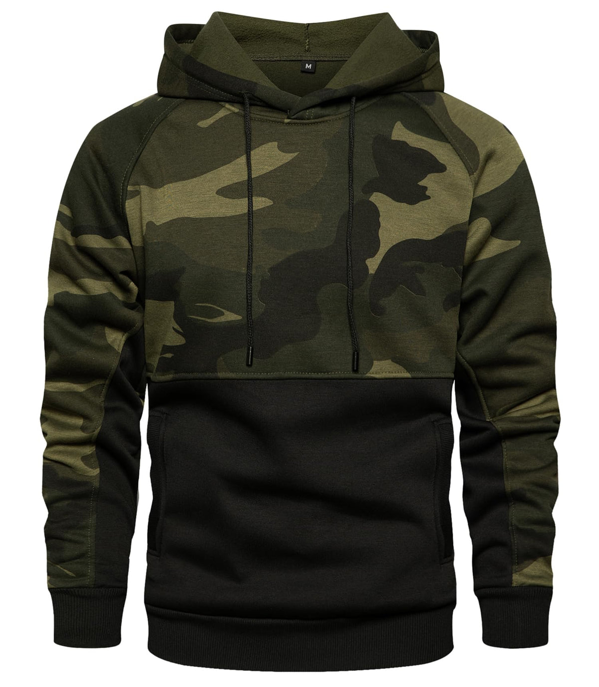 AOTORR Men's Pullover Hoodie Blend Fleece Long Sleeve Contrast Color Military Sweatshirt with Kanga Pocket