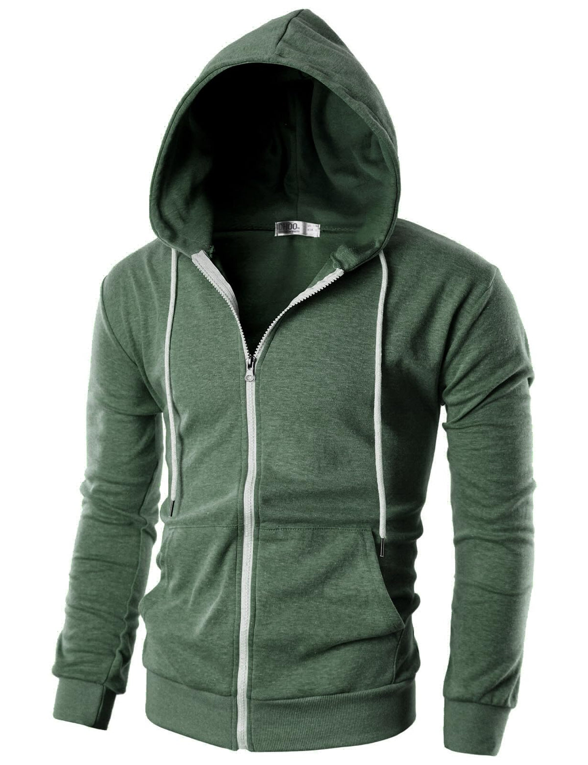 Ohoo Men's Zip Up Hoodie Lightweight Slim Fit Hooded Jacket