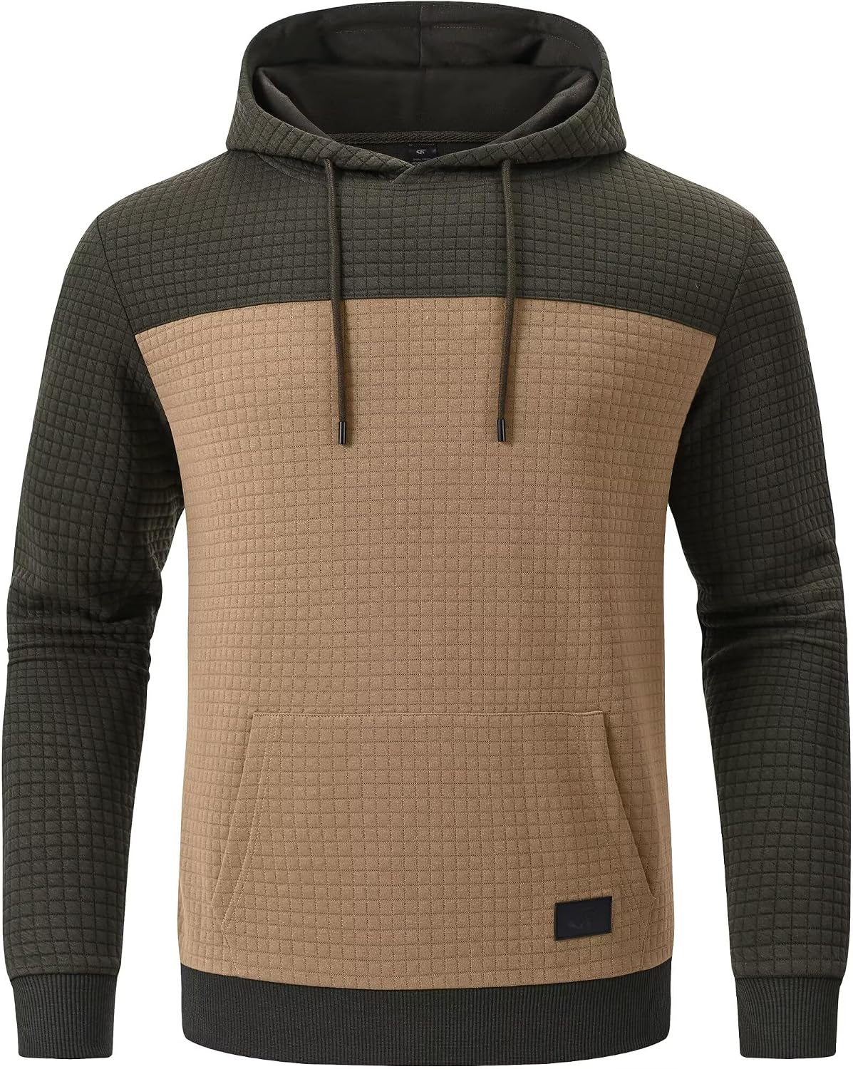 Yundobop Men's Pullover Hoodies Plaid Jacquard with Kangaroo Pocket