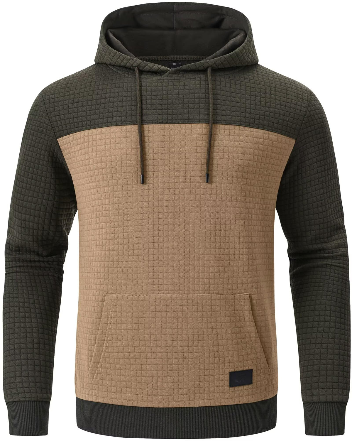 Yundobop Men's Pullover Hoodies Plaid Jacquard with Kangaroo Pocket