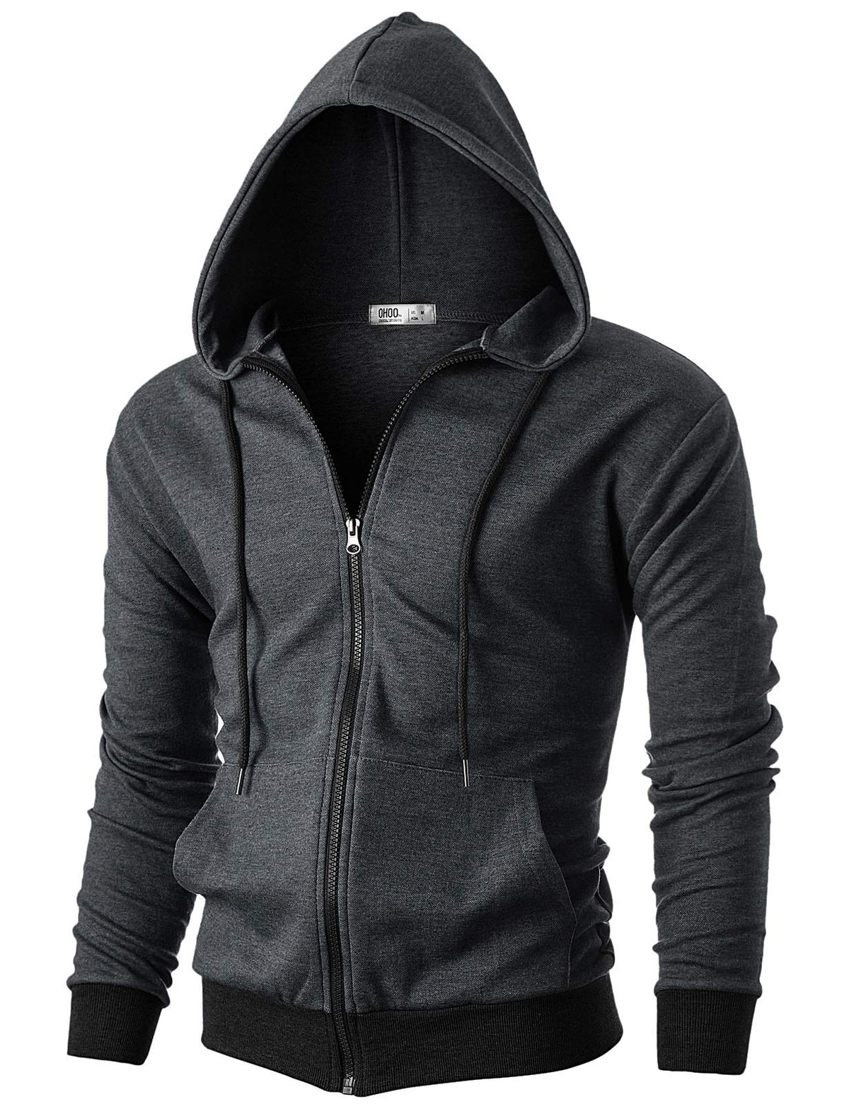 Ohoo Men's Zip Up Hoodie Lightweight Slim Fit Hooded Jacket