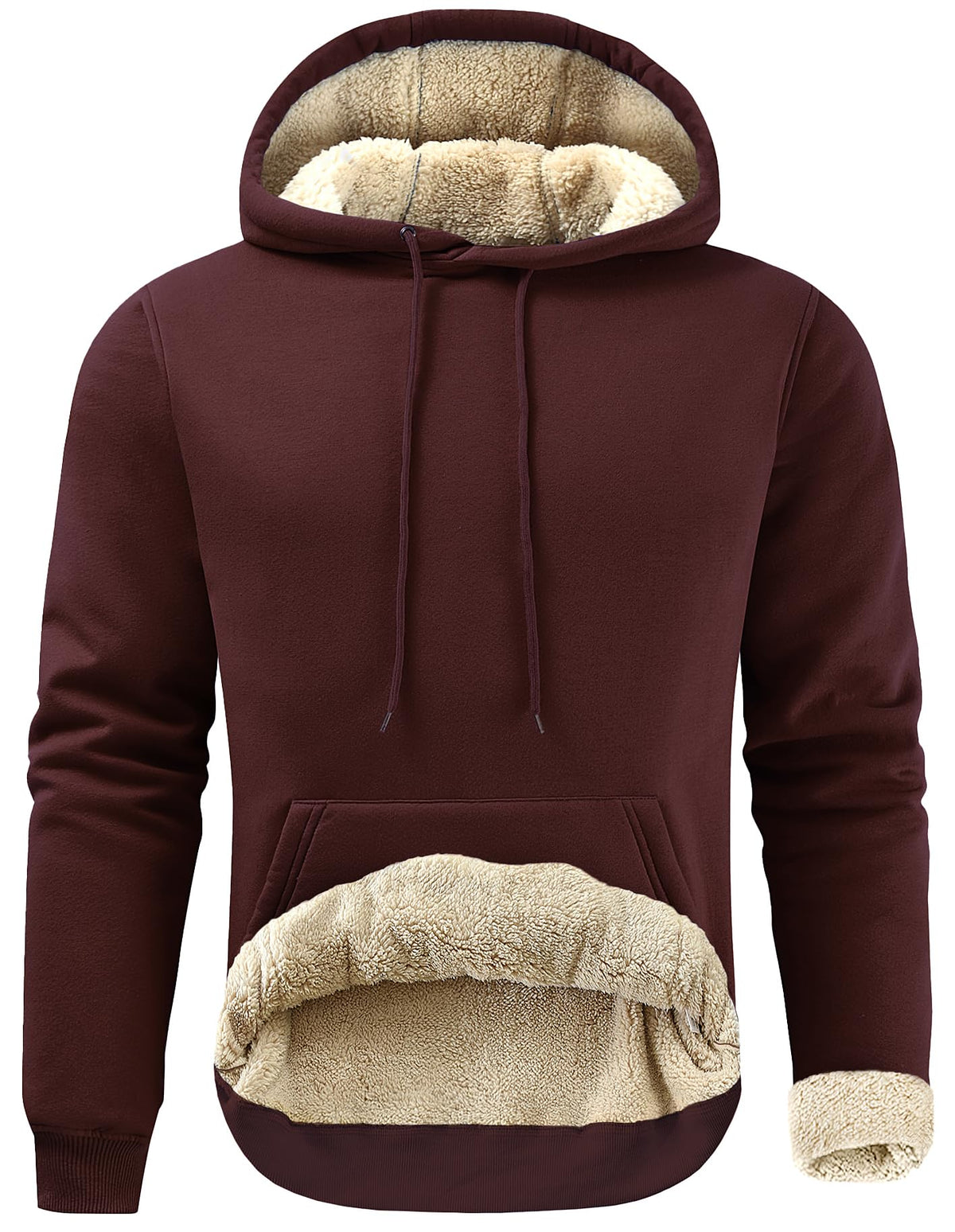 Gesean Men's Cotton Fleece Pullover Hoodie Sherpa Warm Hooded Sweatshirt