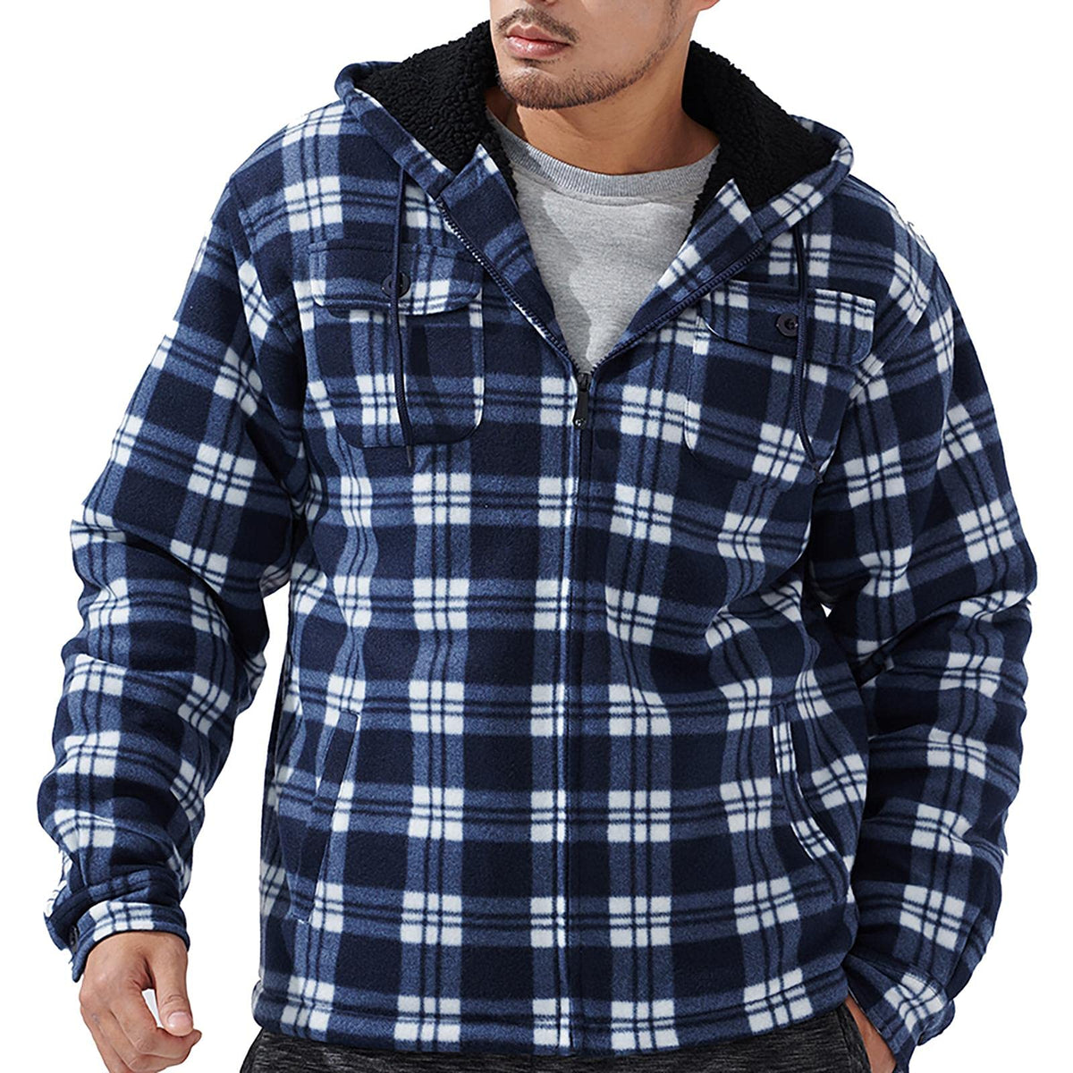 Gary Com Heavyweight Sherpa Hoodies for Men, Thick Fleece Lined Full Zip Up Winter Warm Sweatshirts Work Jackets