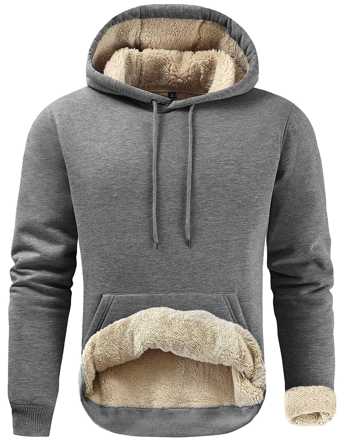 Gesean Men's Cotton Fleece Pullover Hoodie Sherpa Warm Hooded Sweatshirt