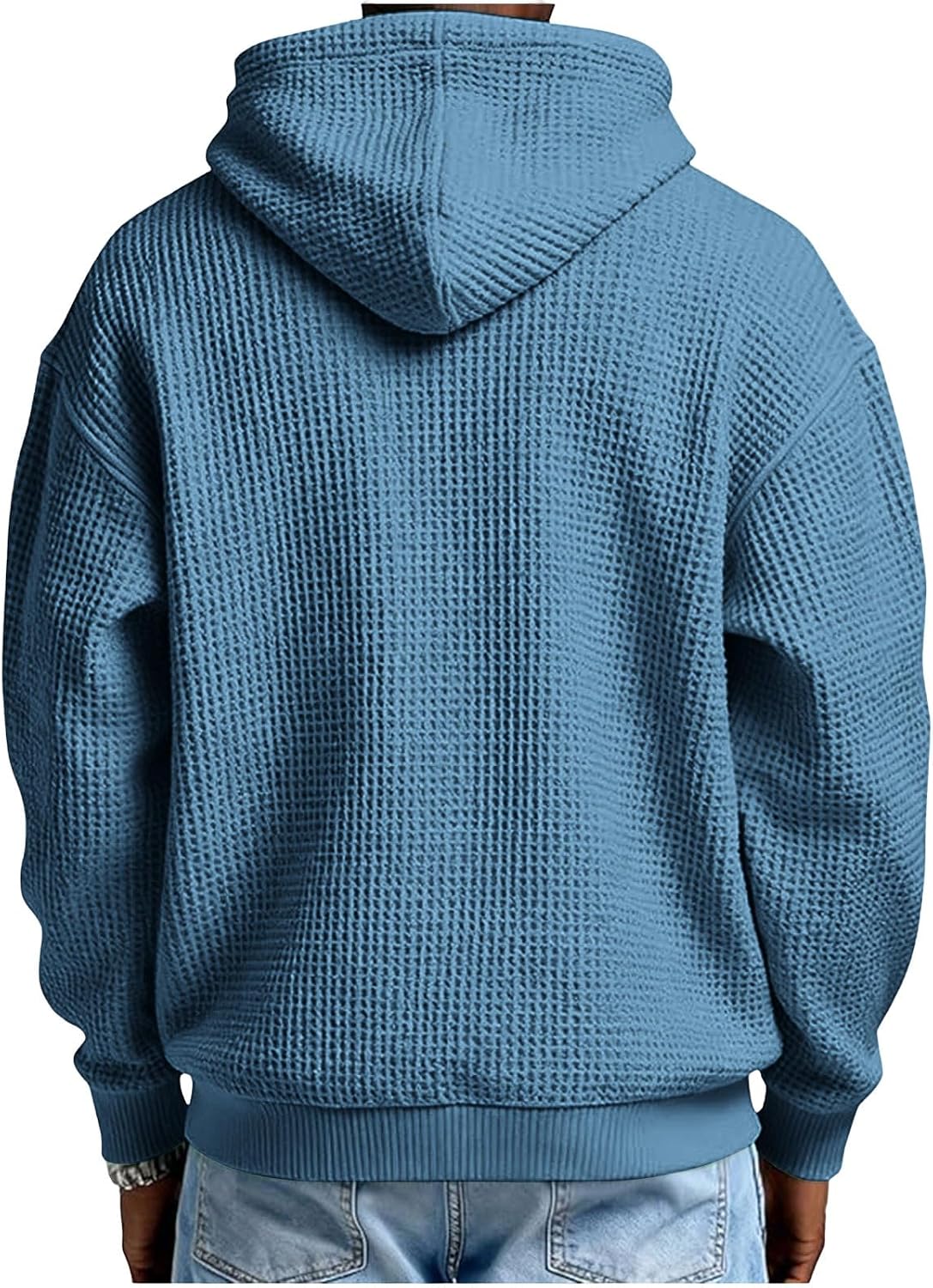 Hoodies for Men Waffle Quarter Zip Pullover Oversized Sweatshirt