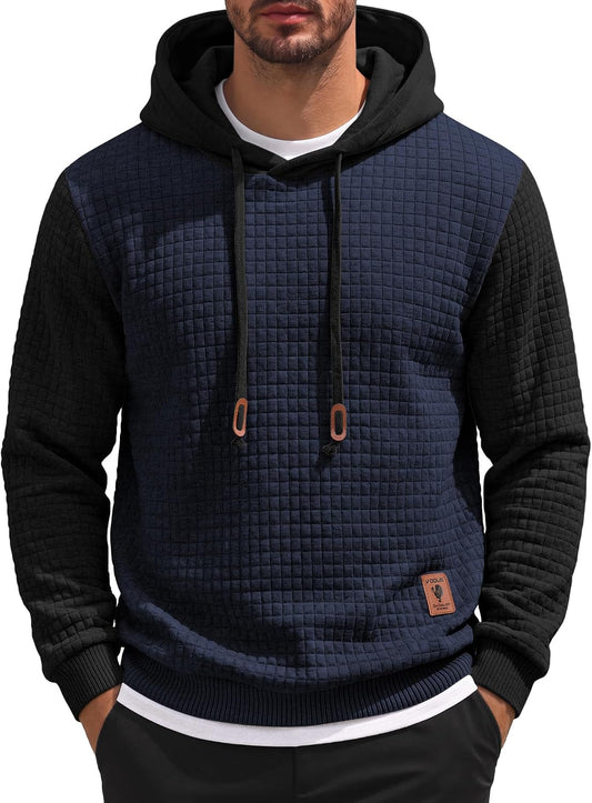 COOFANDY Mens Hooded Sweatshirt Casual Long Sleeve Drawstring Waffle Knit Pullover Hoodies