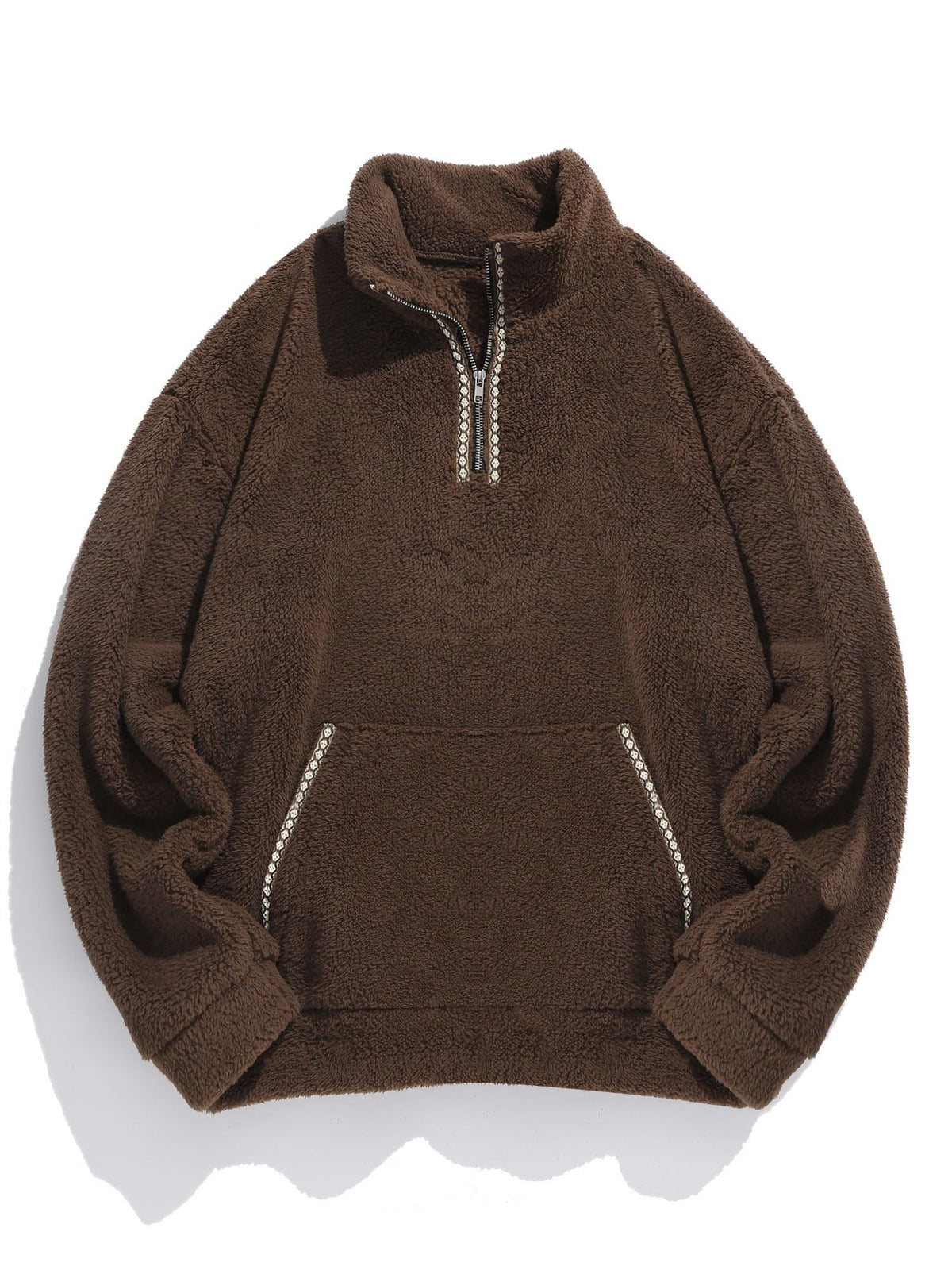 ZAFUL Men 1/4 Zipper Ethnic Aztec Fleece Unisex Winter Sweatshirt Tops 2026