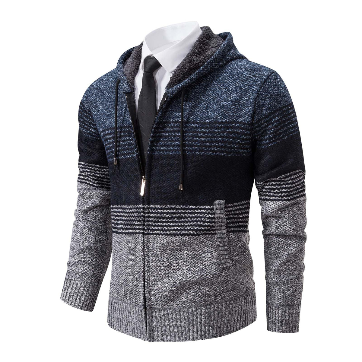 Mens Hoodies Knit Sweater Fleece Cardigan Hooded Men's Sweaters Jacket