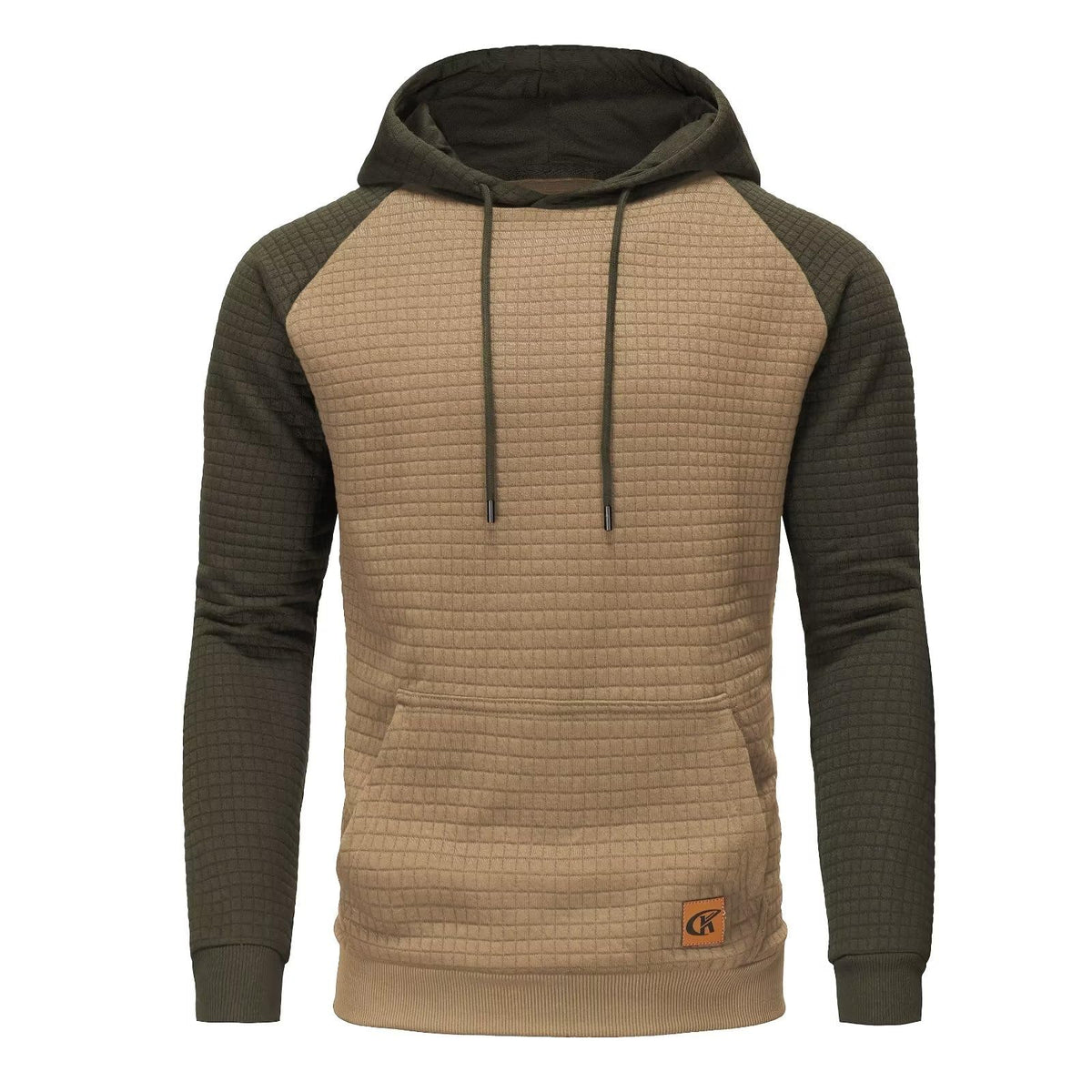 Yundobop Men's Pullover Hoodies Plaid Jacquard with Kangaroo Pocket