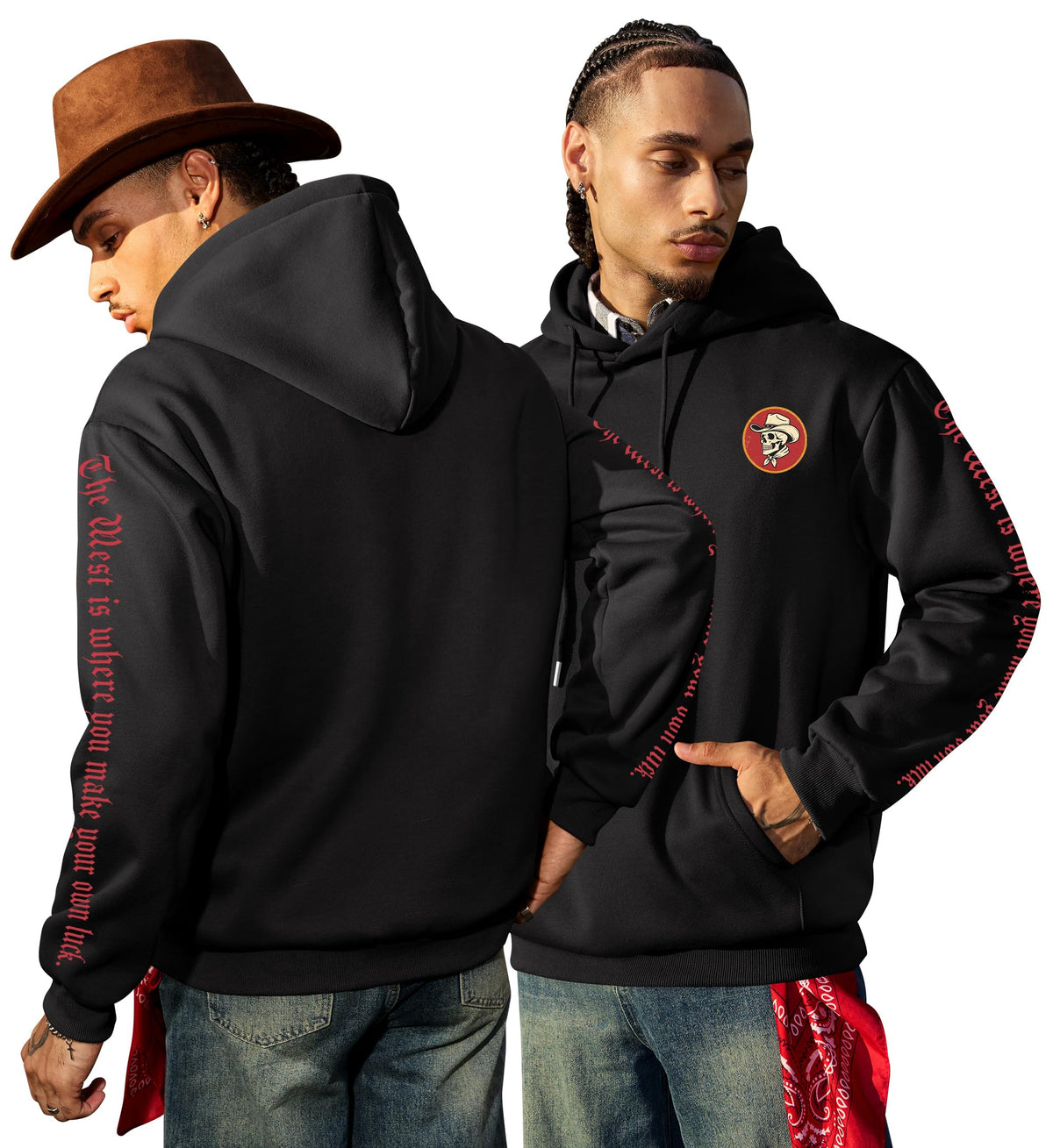 Herberton Mens Western Graphic Hoodie Fleece-Lined Unisex Sweatshirt