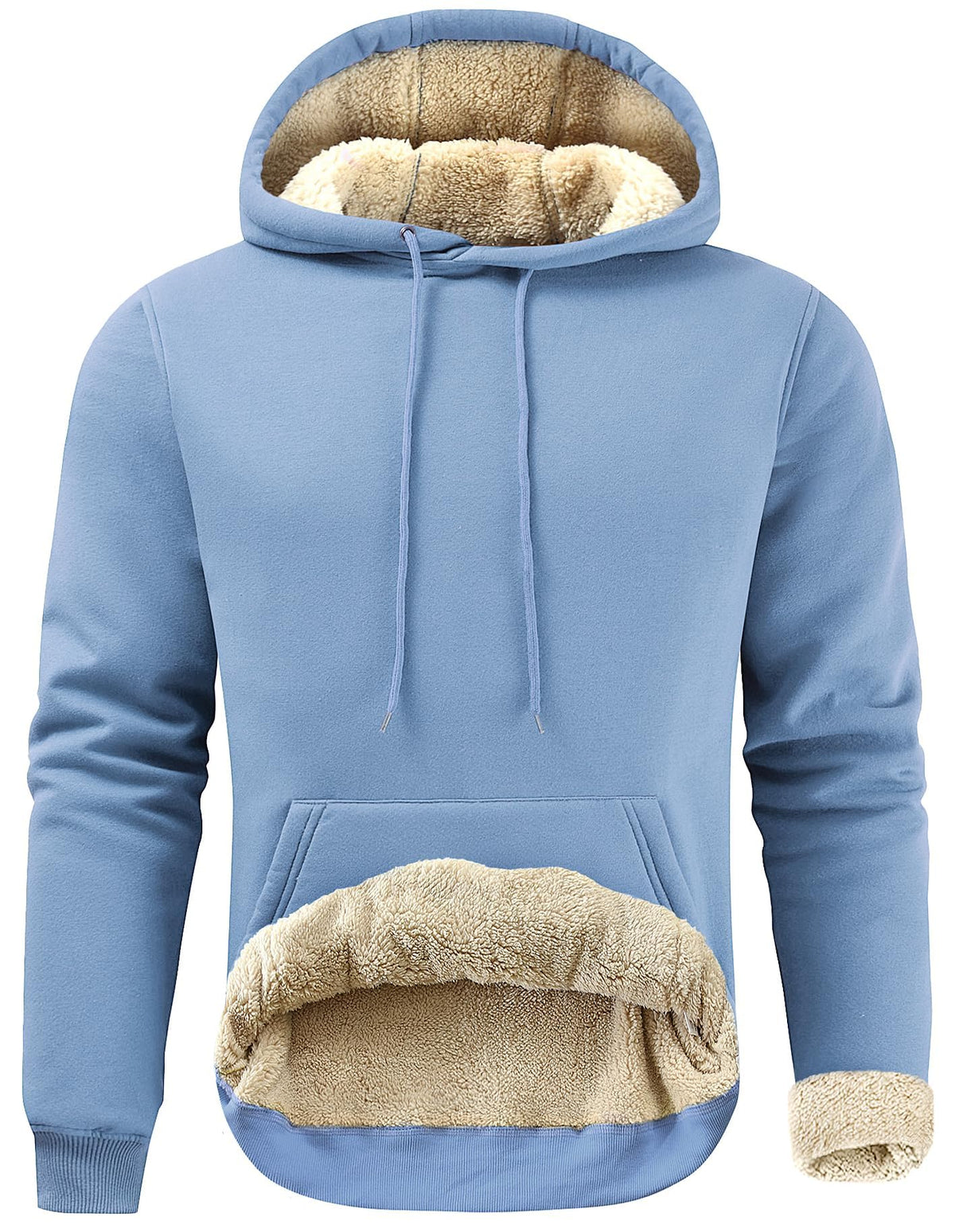 Gesean Men's Cotton Fleece Pullover Hoodie Sherpa Warm Hooded Sweatshirt