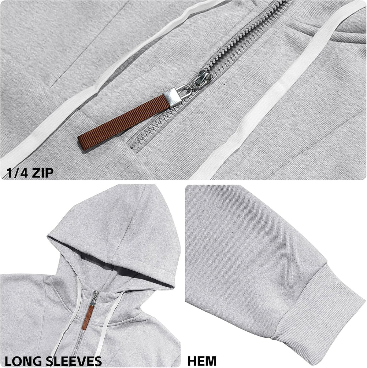 Mens Quarter Zip Hoodie Sweatshirt Warm Fleece Long Sleeve Pullover Hoodies for Men