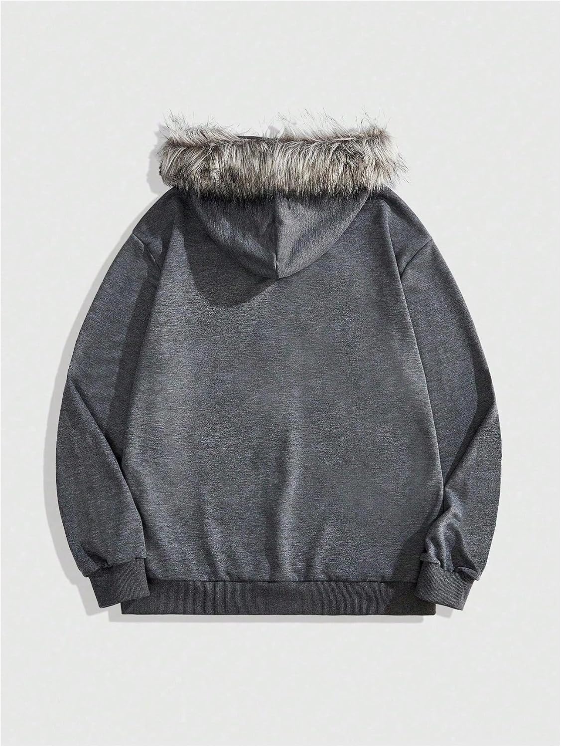 SOLY HUX Men's Y2K Grunge Zip Up Gothic Hoodie with Fur Hood