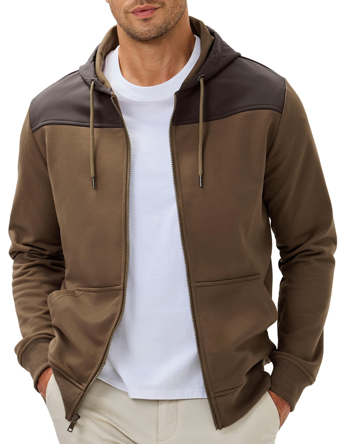 JMIERR Men's Colorblock Zip Hoodie Lightweight Jacket