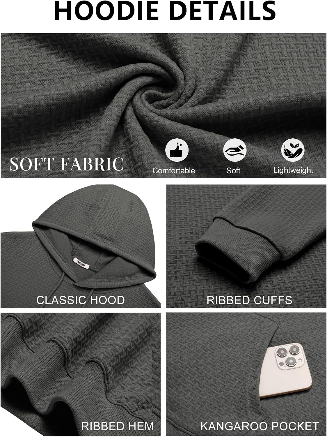 COOFANDY Men's Hoodie Pullover Casual Hooded Sweatshirt Kangaroo Pocket