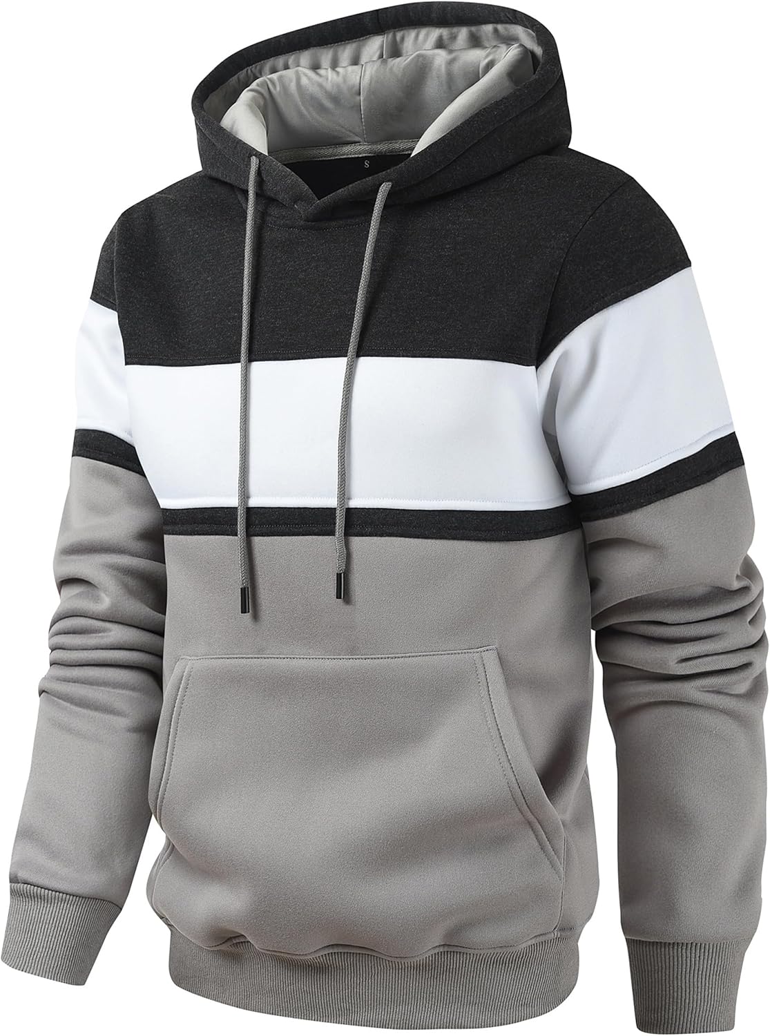 Mens Classic Color Block Hoodie Pullover Casual Fleece Sweatshirt