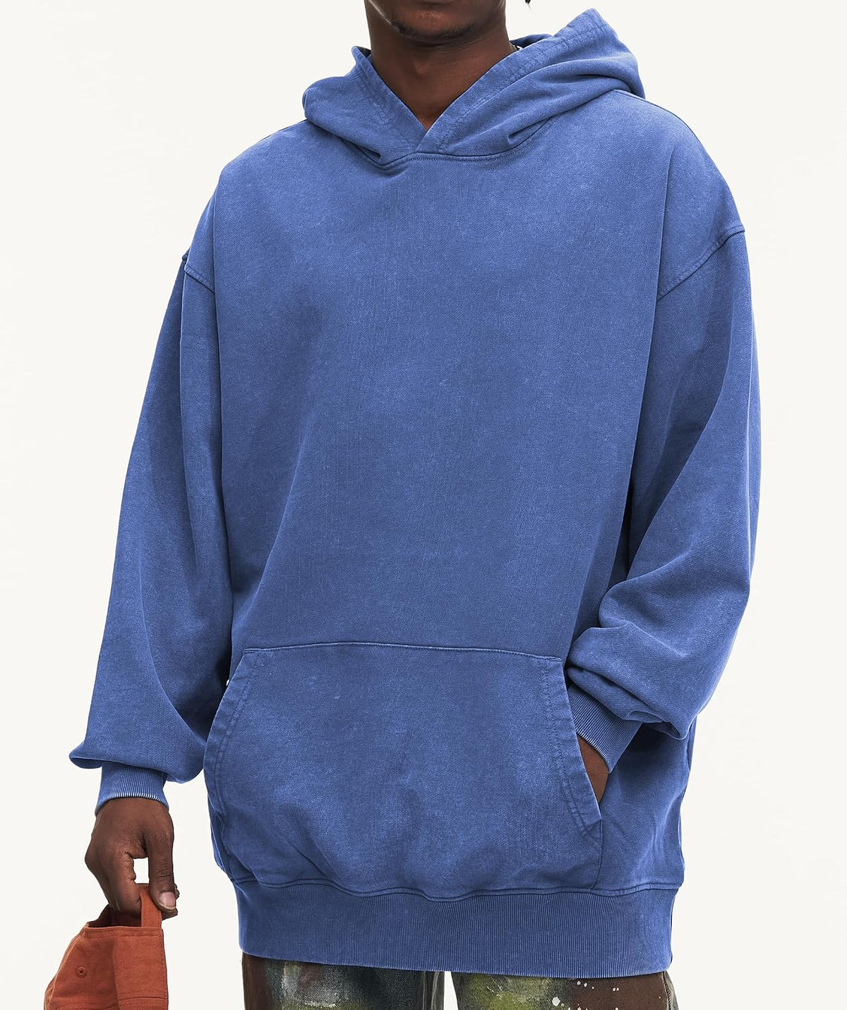Men Oversized Acid Wash Hoodie Vintage Heavyweight Cotton Top