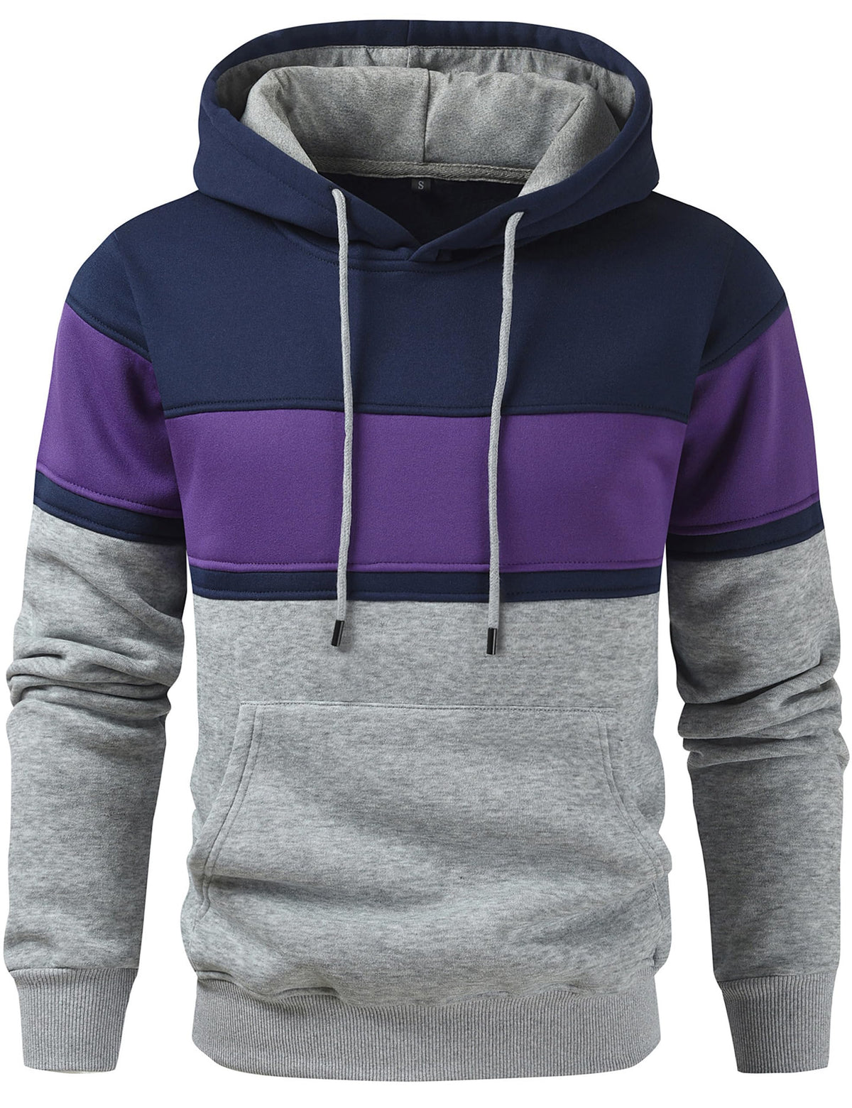 Mens Classic Color Block Hoodie Pullover Casual Fleece Sweatshirt