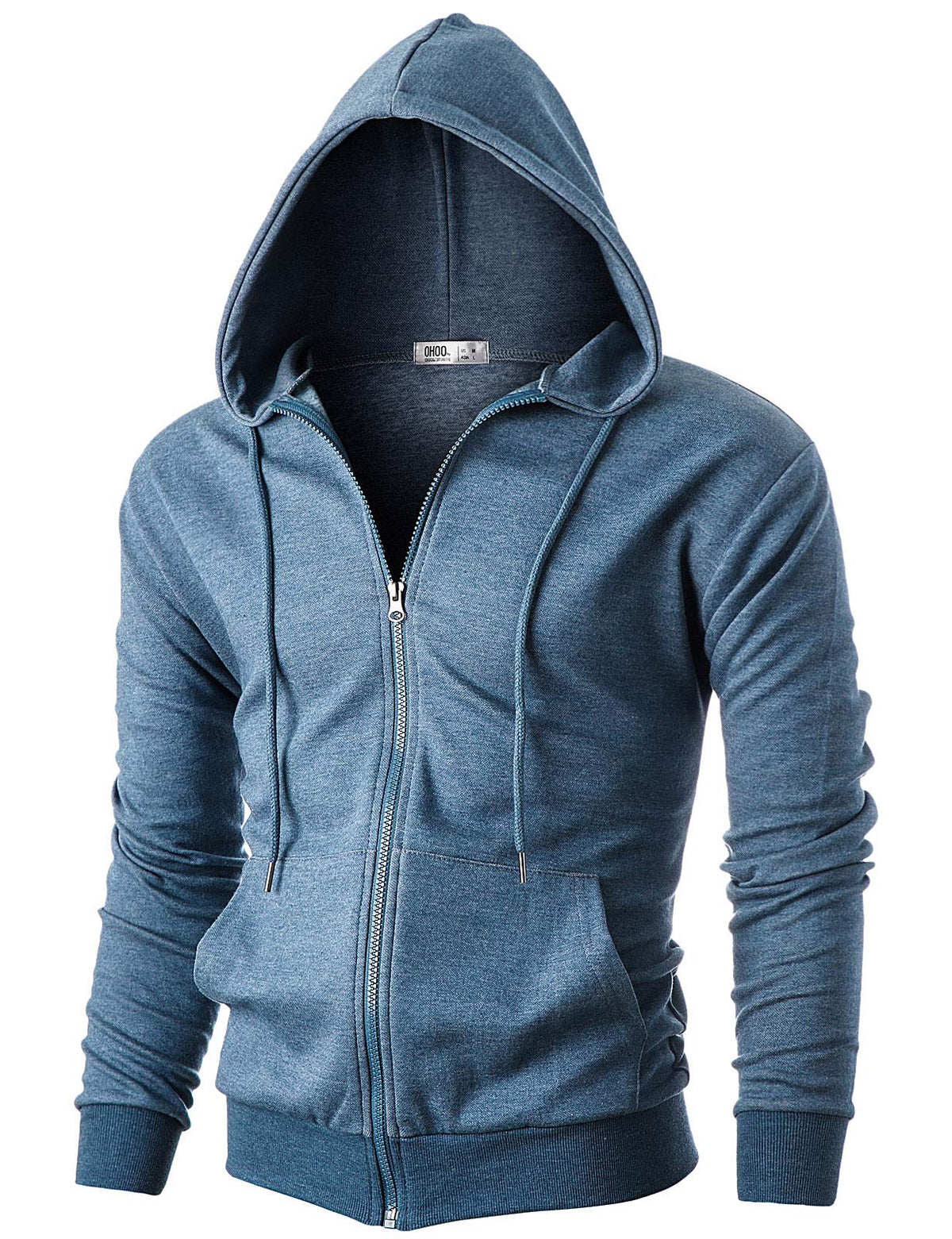 Ohoo Men's Zip Up Hoodie Lightweight Slim Fit Hooded Jacket