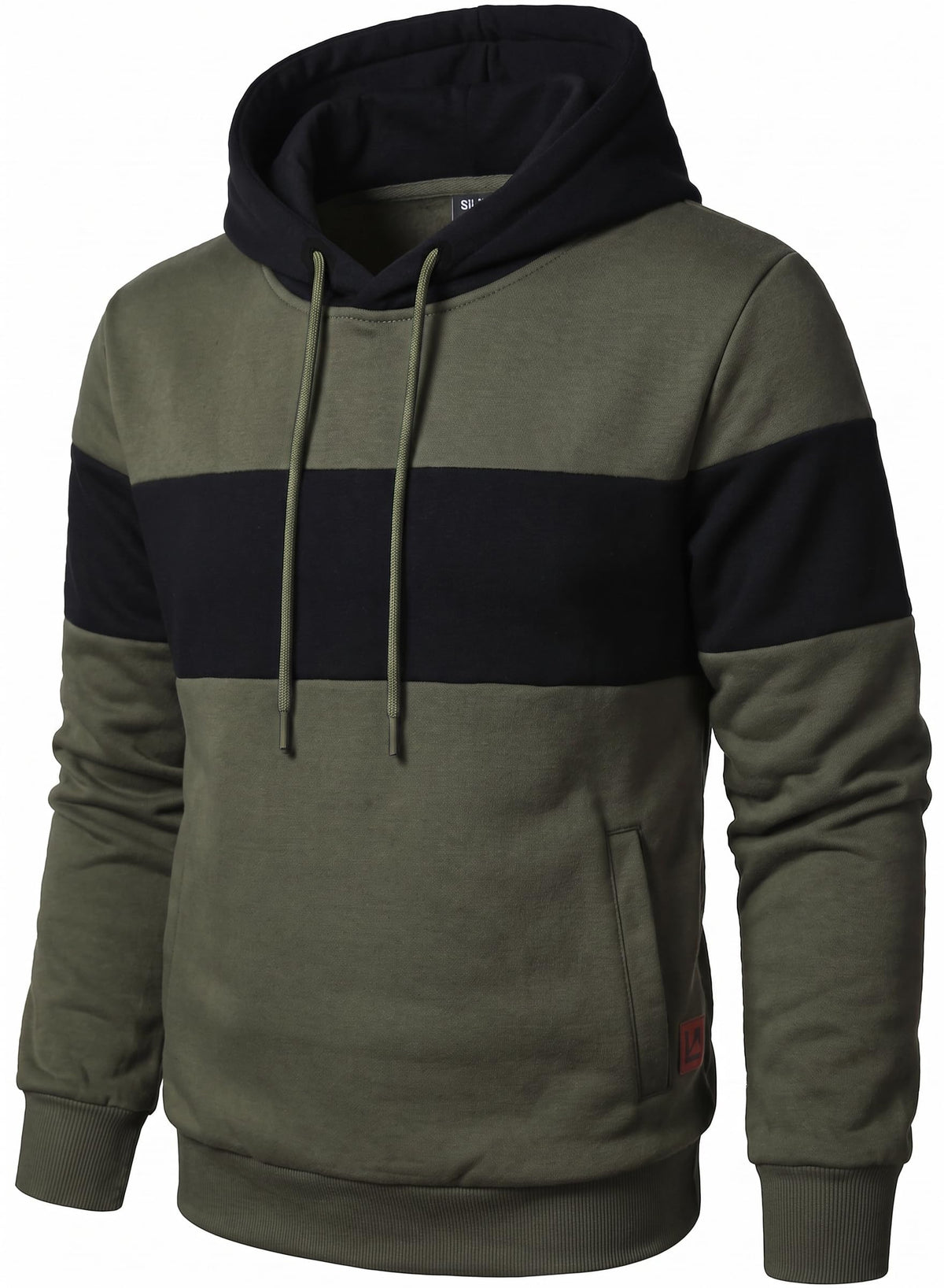 Mens Classic Color Block Hoodie Pullover Casual Fleece Sweatshirt