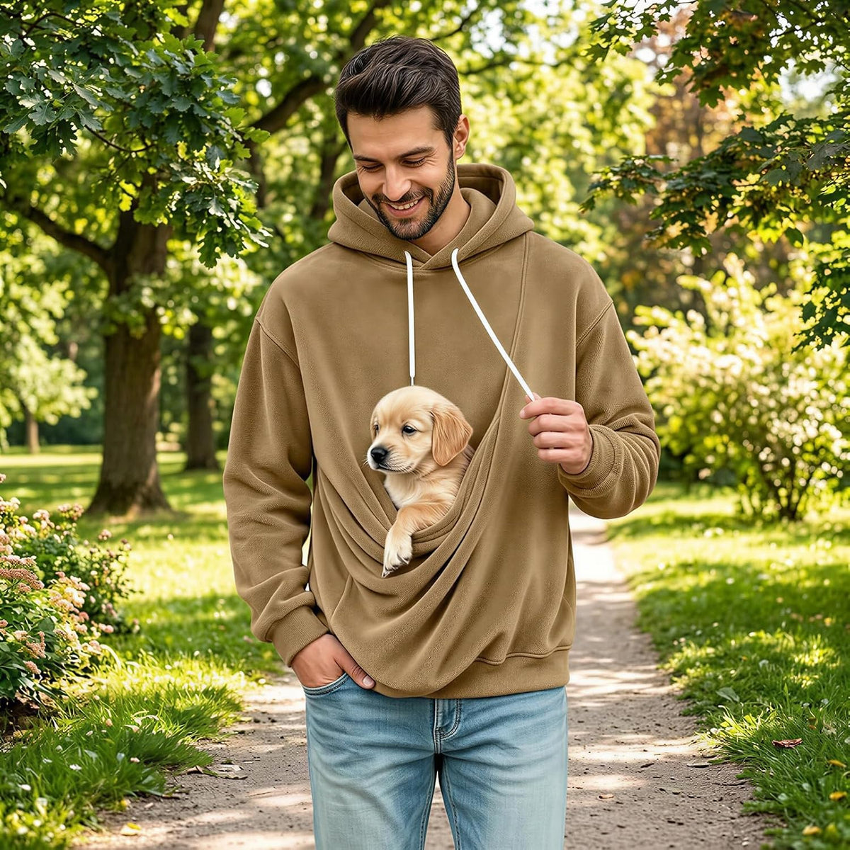 Mens Hoodies Pullover Fashion Kangaroo Pouch Hoodie Slim Oversized Tops Fall Winter Casual Animal Holder Sweatshirts