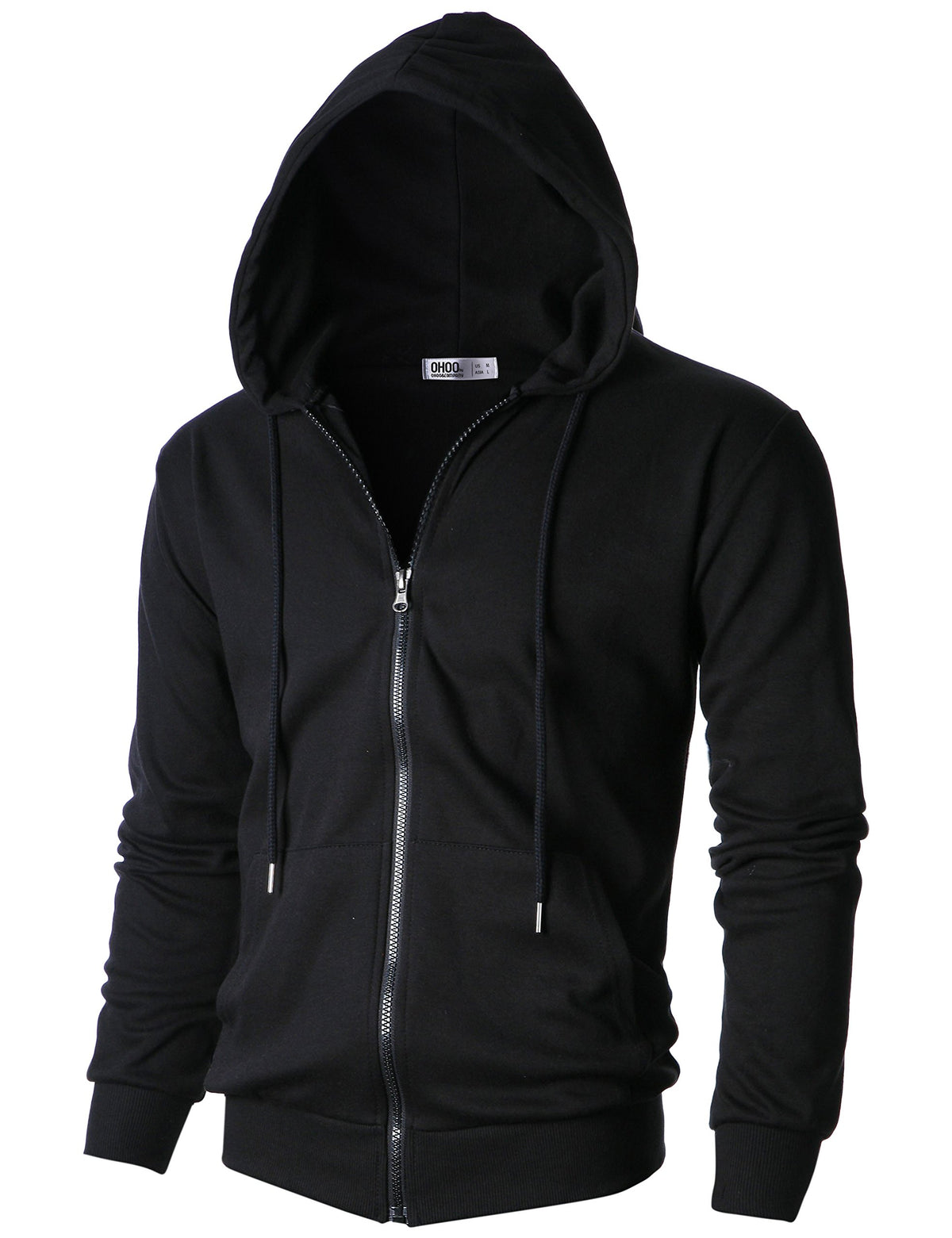 Ohoo Men's Zip Up Hoodie Lightweight Slim Fit Hooded Jacket