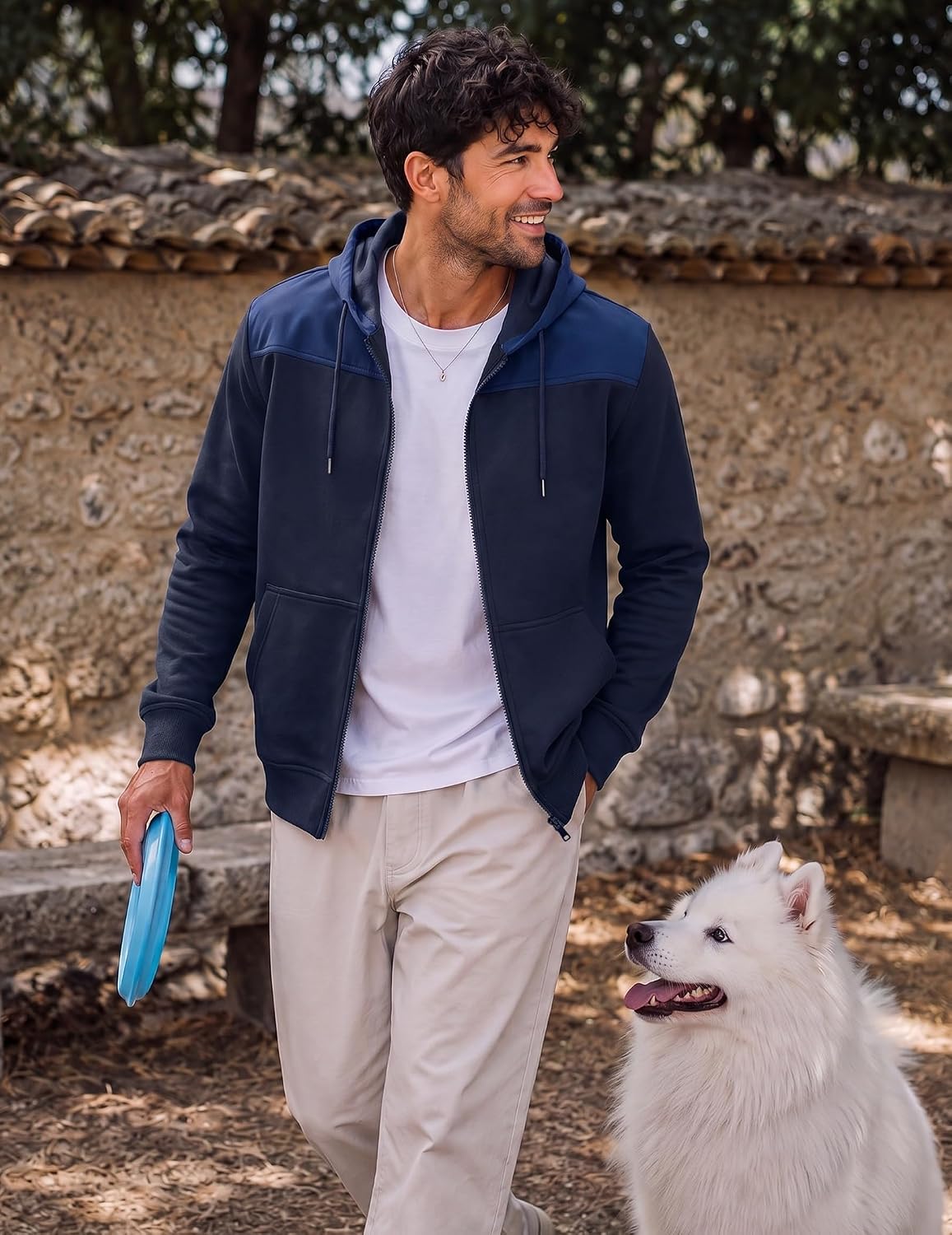 JMIERR Men's Colorblock Zip Hoodie Lightweight Jacket