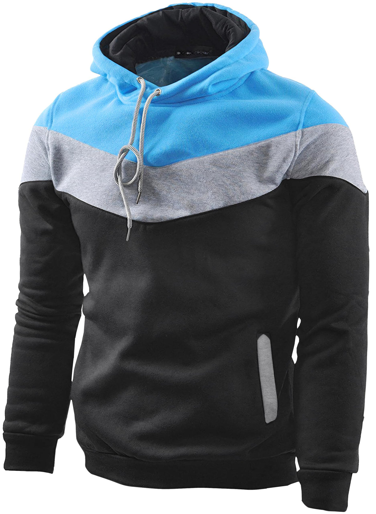 Men's Fashion Novelty Color Block Hoodies Long Sleeve Fleece Hooded Pullover Sweatshirts with Pockets