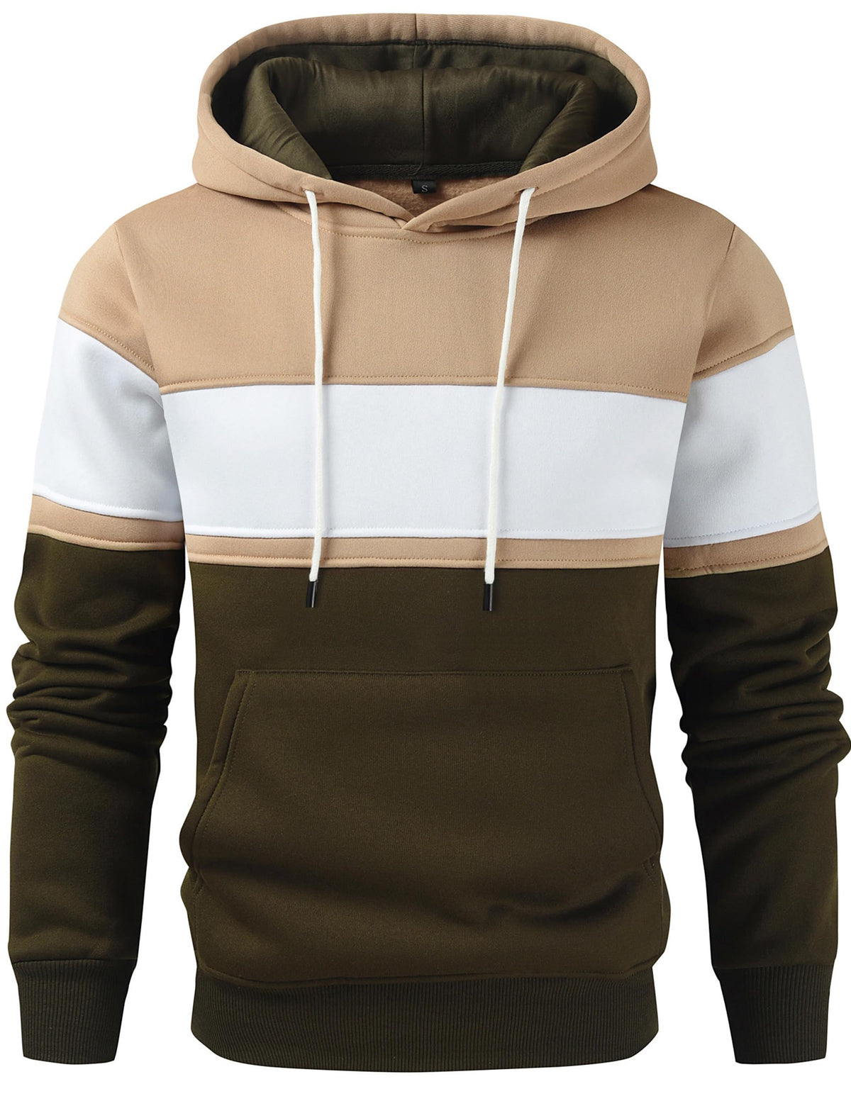 Mens Classic Color Block Hoodie Pullover Casual Fleece Sweatshirt