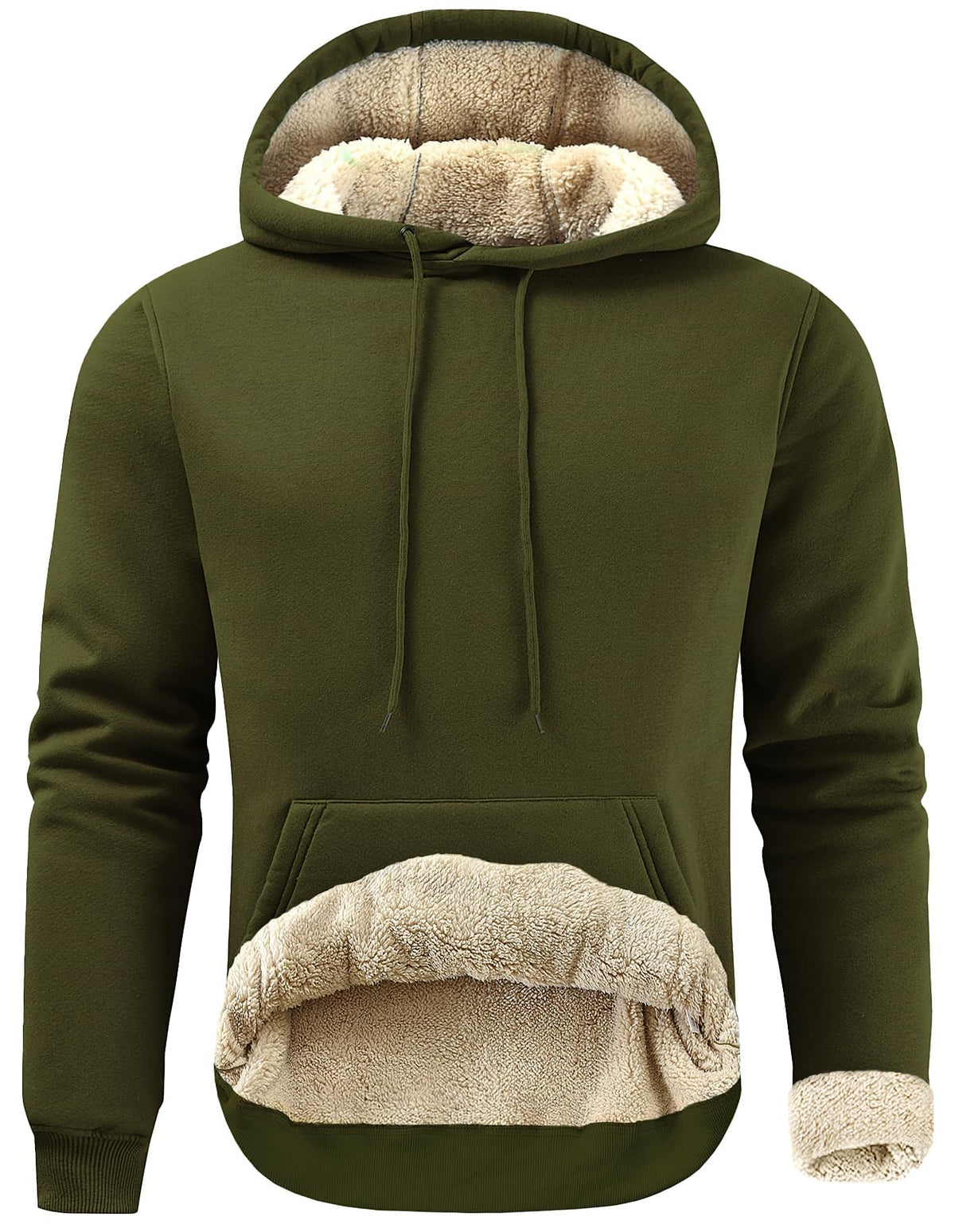 Gesean Men's Cotton Fleece Pullover Hoodie Sherpa Warm Hooded Sweatshirt