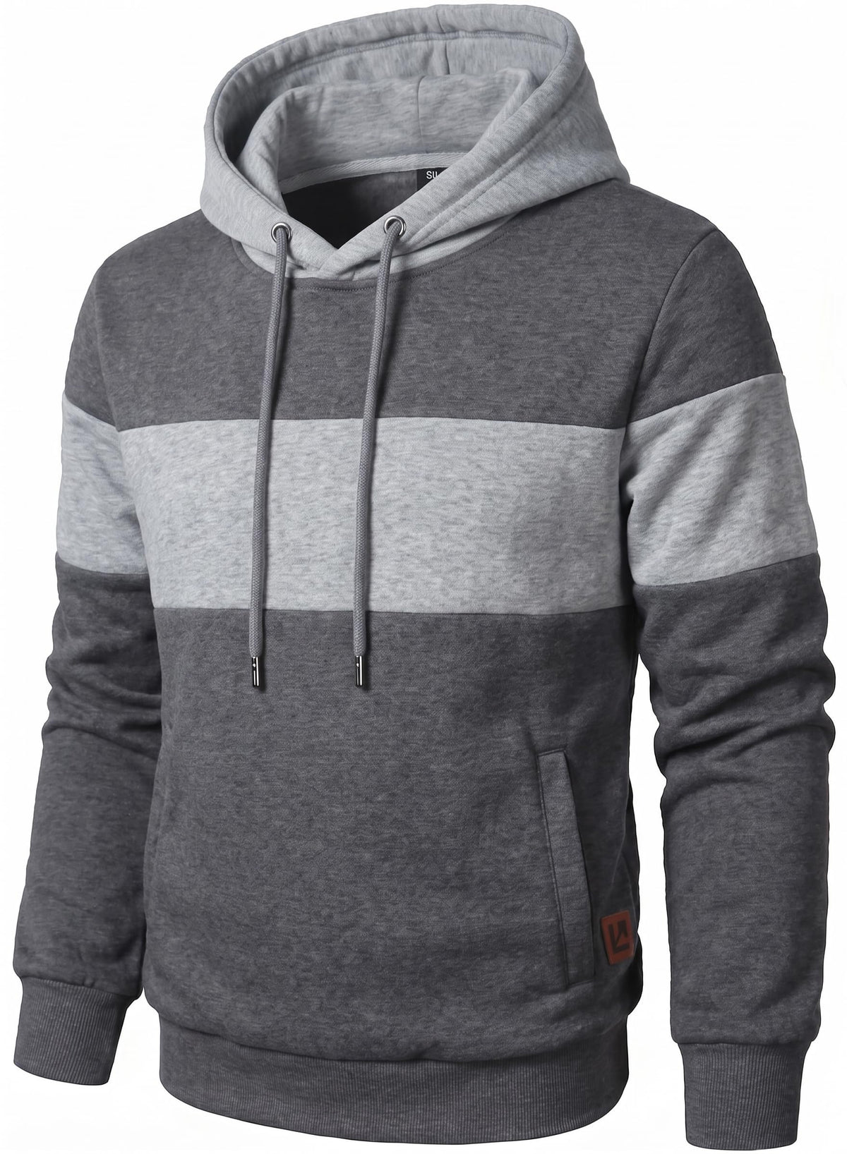 Mens Classic Color Block Hoodie Pullover Casual Fleece Sweatshirt
