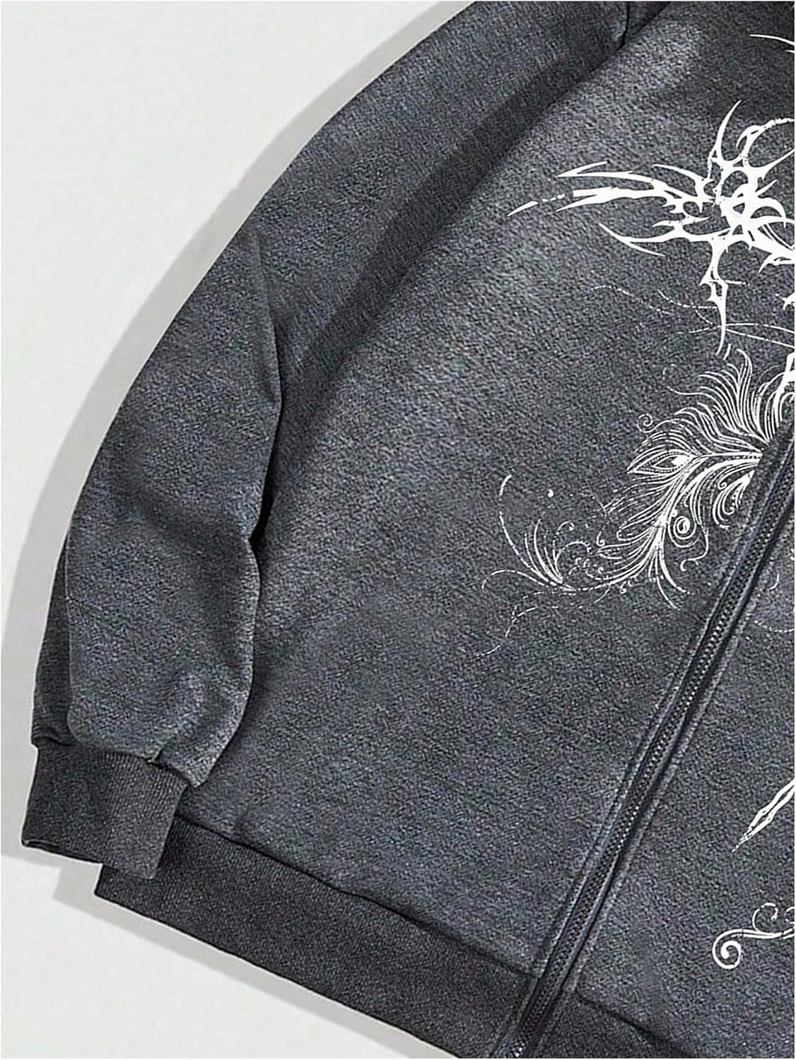 SOLY HUX Men's Y2K Grunge Zip Up Gothic Hoodie with Fur Hood