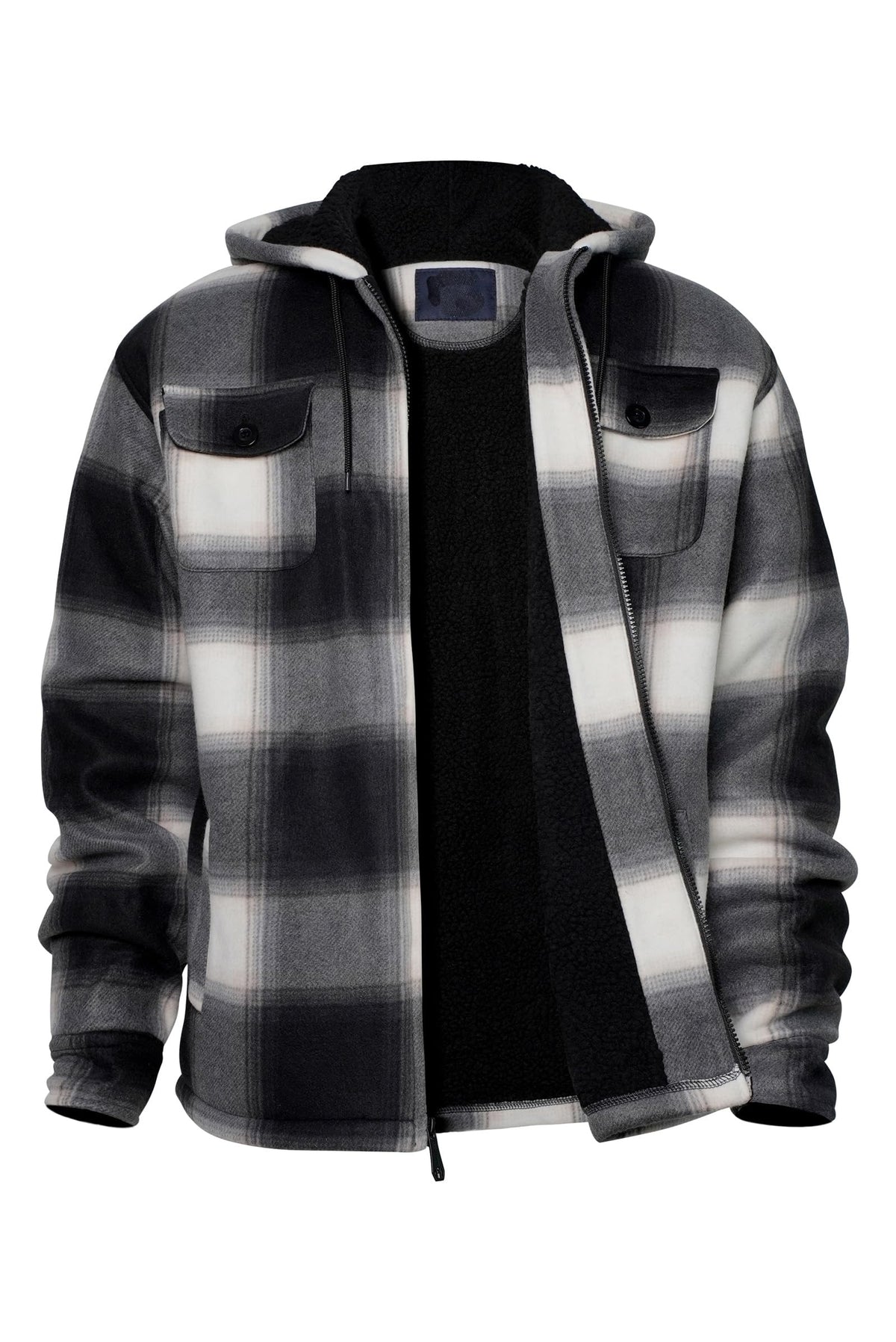Gary Com Heavy Thick Flannel Plaid Jacket Sherpa Fleece Lined Hoodies for Men Zip Up Winter Warm Coat Zipper Sweatshirt