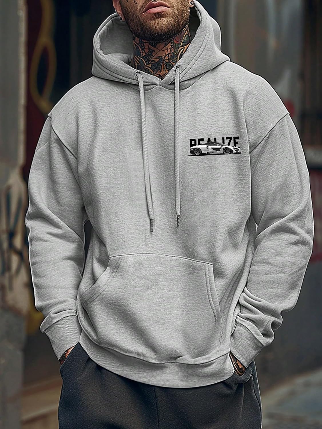RoseSeek Men's Vintage Graphic Car Hoodies Long Sleeve Thermal Sweatshirts